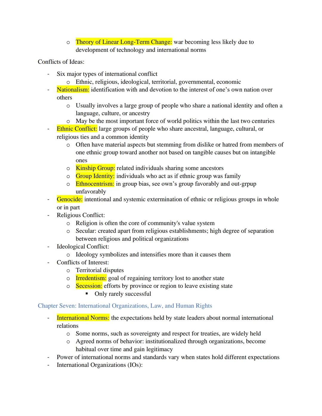 # International Relations Mid Term 1 Review:
Chapter One: The Globalization of International Relations

- International relations: concerns 