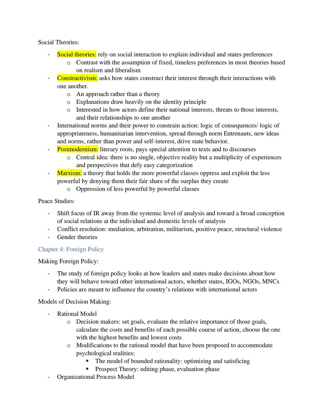 # International Relations Mid Term 1 Review:
Chapter One: The Globalization of International Relations

- International relations: concerns 