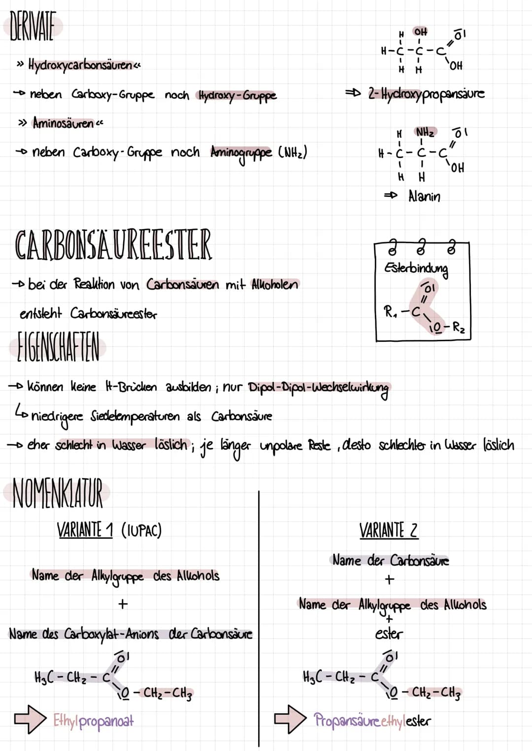 # Q1.3 ALKANSÄUREN UND IHRE DERIVATE
CARBONSÄURE

→die funktionelle Gruppe der Carbonsäuren/Alkansäuren ist clie Carboxy-Gruppe

→Carboxy-Gr