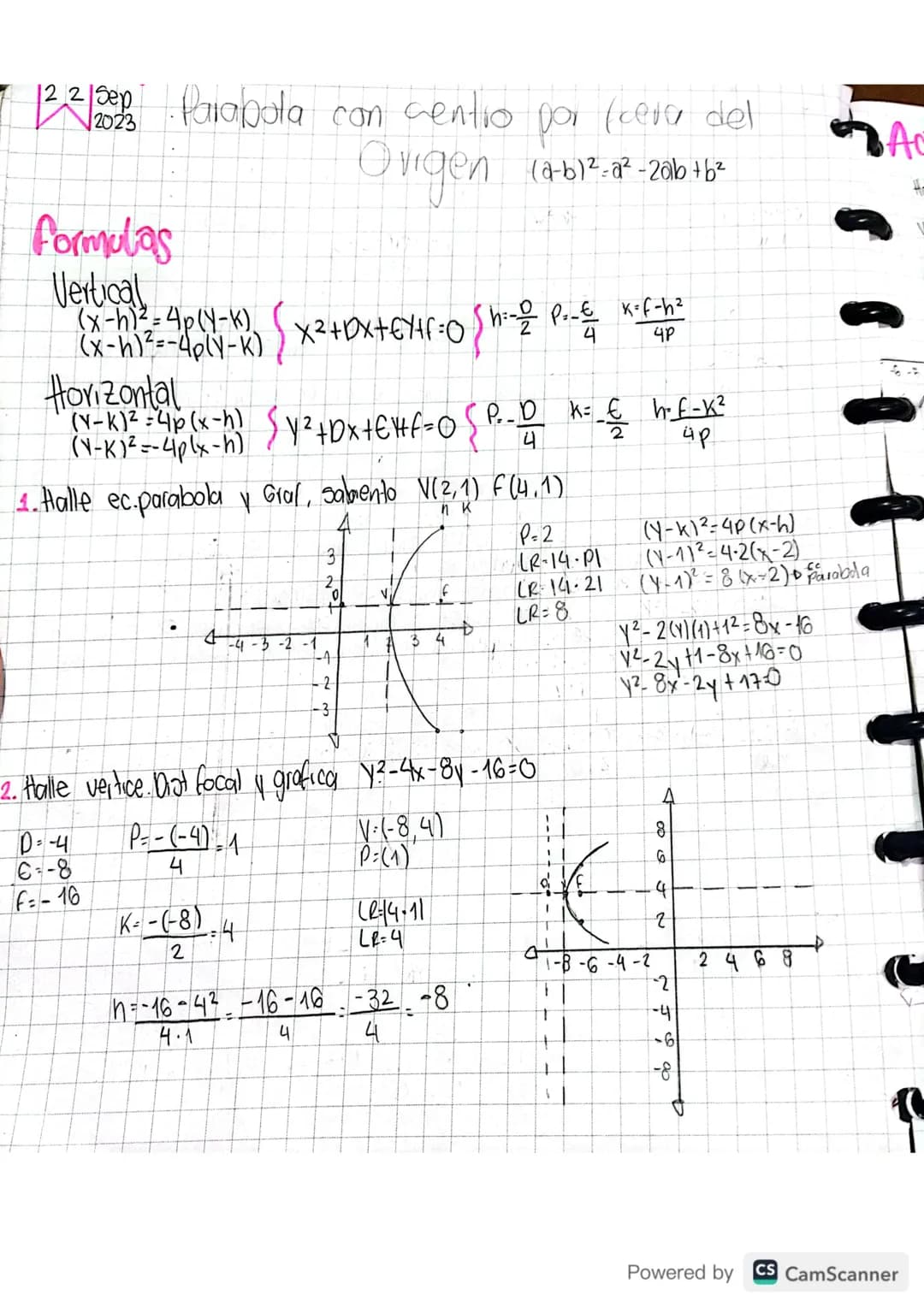 # Today to wednecday

# parabola Centro Origen

1347

Horizontal

Vertical

# PARTES DE UNA PARABOLA

fomdas

Horizontal: $4^2 4px$
Vertical