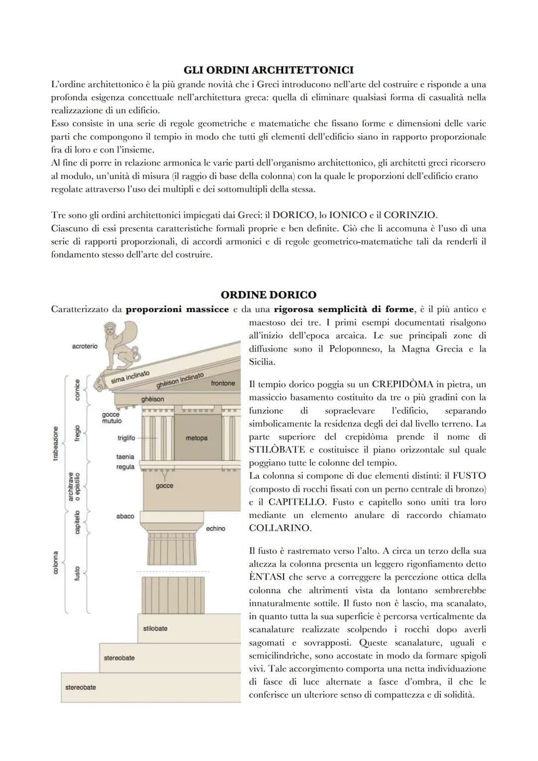 # GLI ORDINI ARCHITETTONICI

L'ordine architettonico è la più grande novità che i Greci introducono nell'arte del costruire e risponde a una