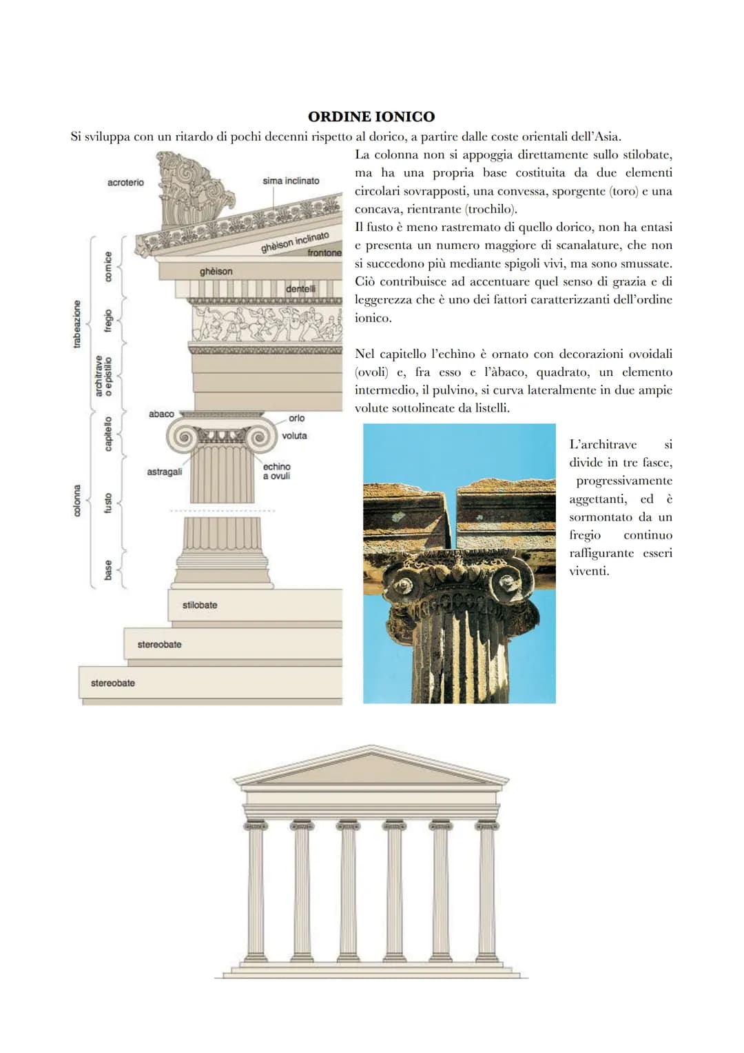 # GLI ORDINI ARCHITETTONICI

L'ordine architettonico è la più grande novità che i Greci introducono nell'arte del costruire e risponde a una