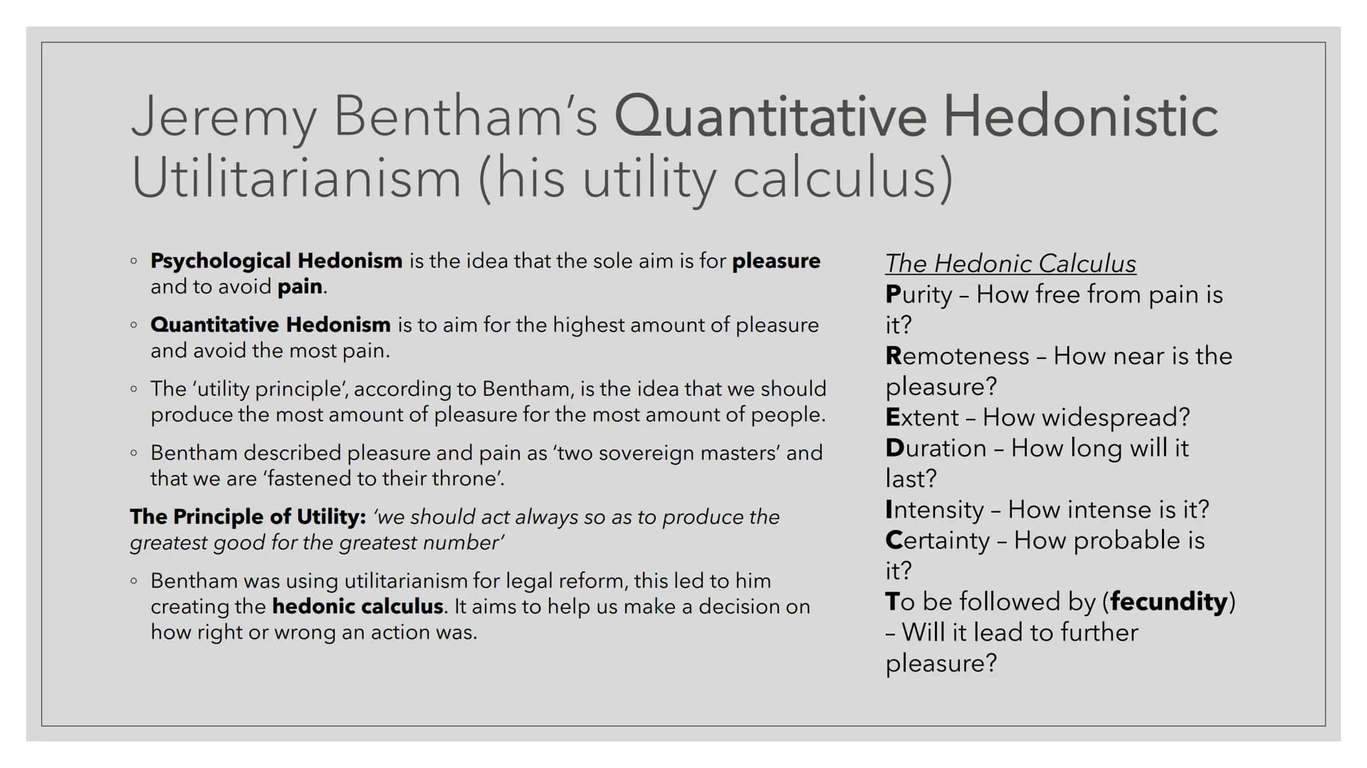 # UTILITARIANISM

A CONSEQUENTIALIST APPROACH TO ETHICS

Revision Cards # Consequentialism

• Consequentialism is the idea that the conseque