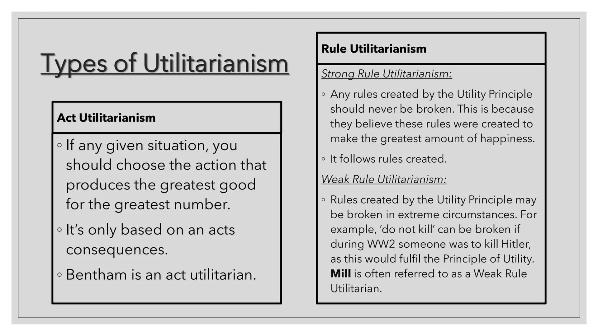 # UTILITARIANISM

A CONSEQUENTIALIST APPROACH TO ETHICS

Revision Cards # Consequentialism

• Consequentialism is the idea that the conseque