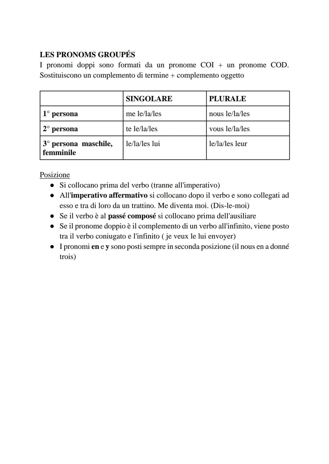 PRONOMS COD

I pronomi COD sostituiscono un sostantivo che risponde alla domanda <chi?>
<che cosa?> posta dopo il verbo.

|          |      