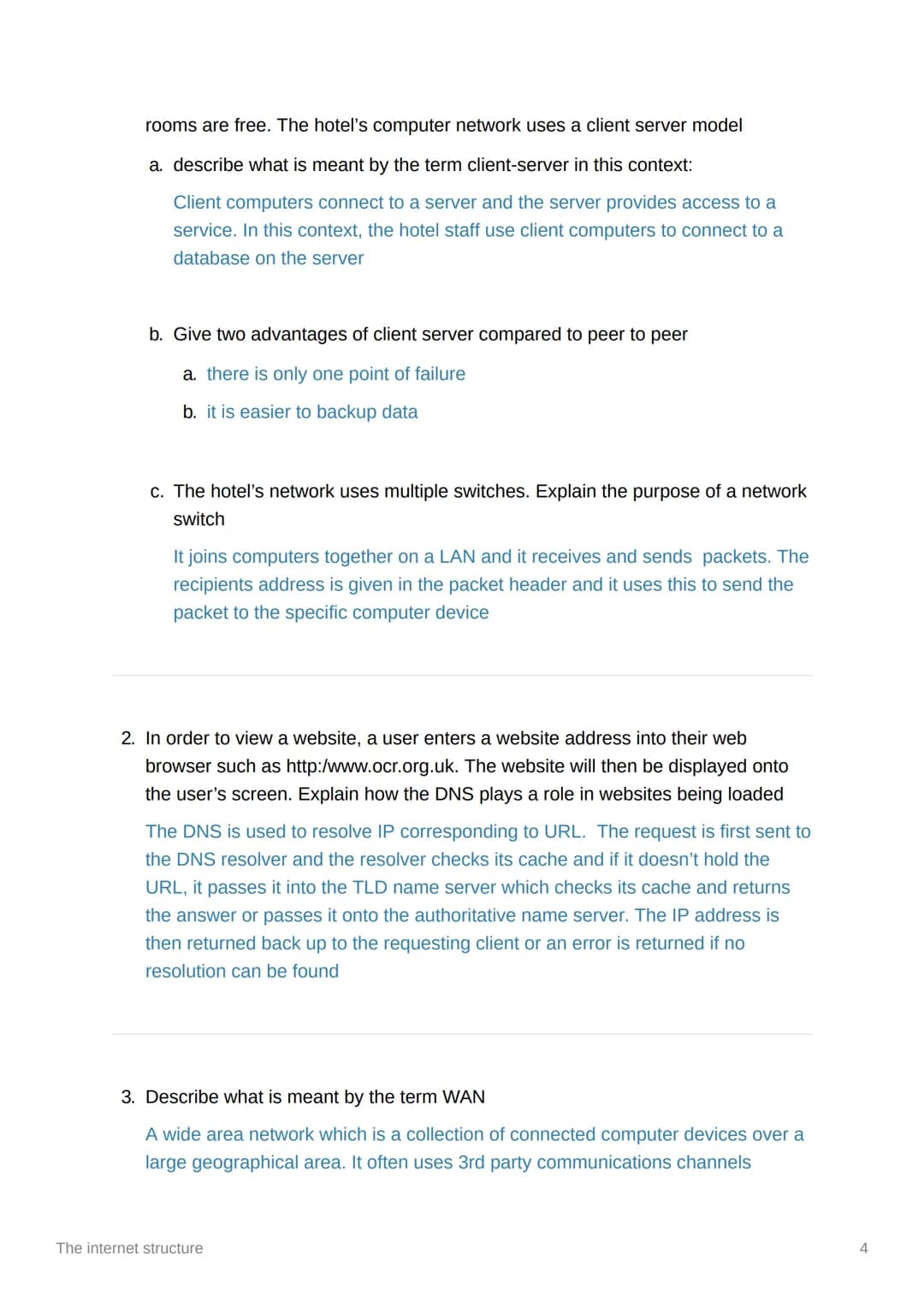 # The internet structure

*   a home network is connected to the internet via a router
*   the router is connected to an internet service pr
