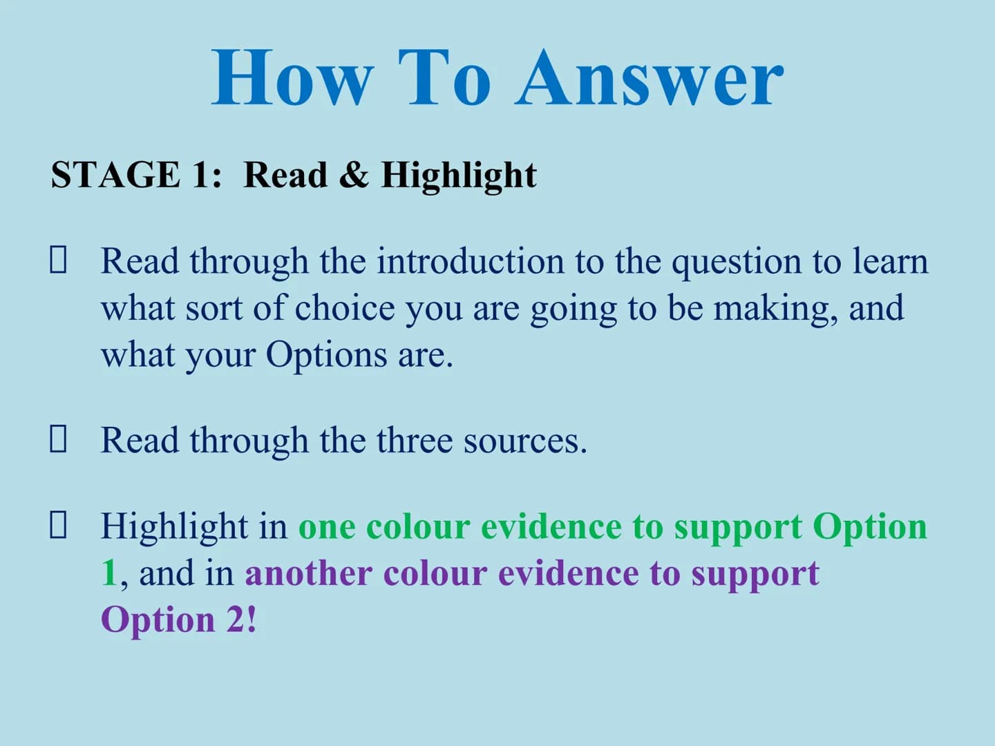 
<h2>Support &amp; Oppose Option / Choice</h2>
<p>When faced with a statement, it's important to provide evidence that both supports and opp