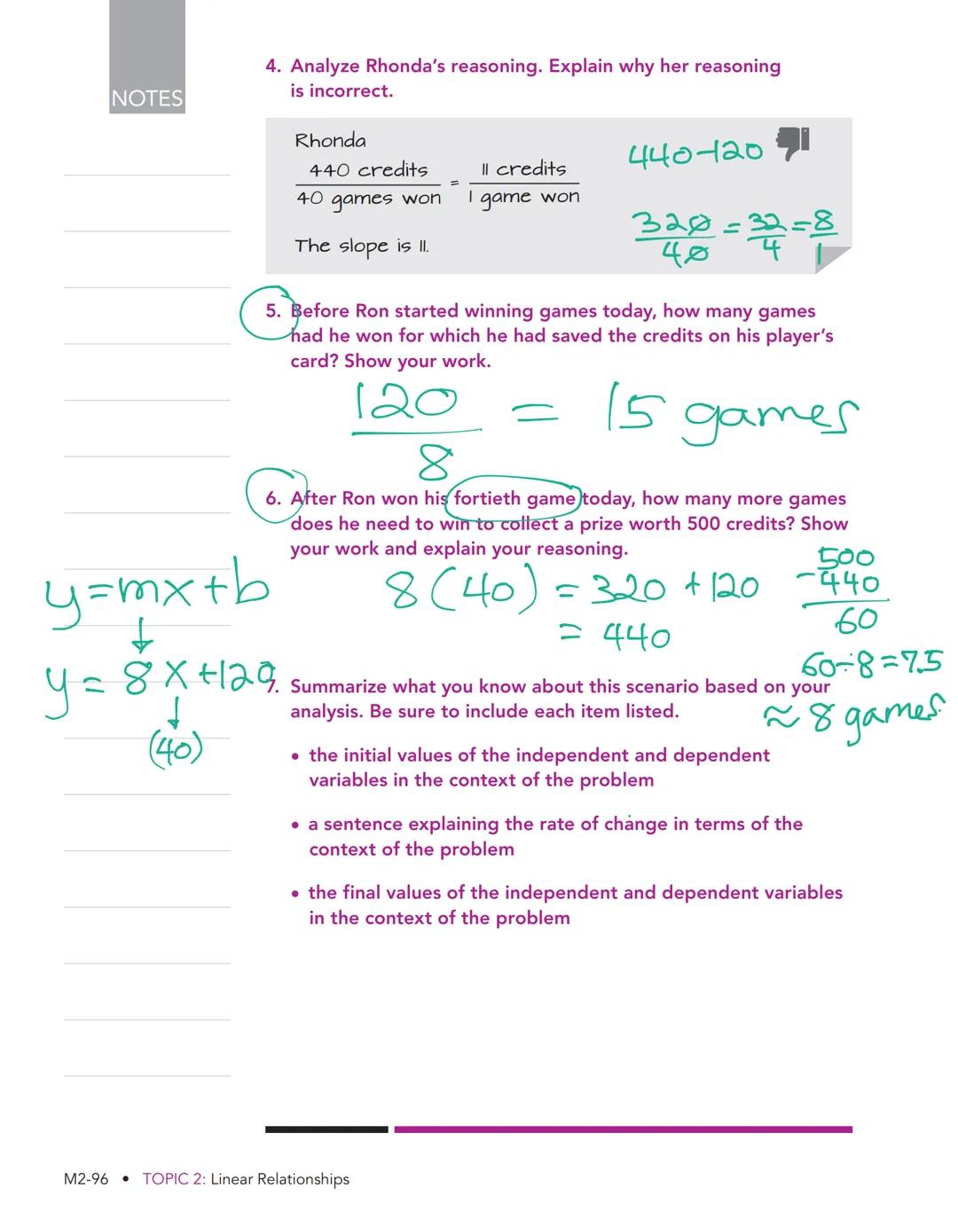# At the
Arcade
Linear Relationships in Tables

WARM UP
Use similar right triangles to determine
the slope of each line.

AY
8
6
M=-3
2
3
86