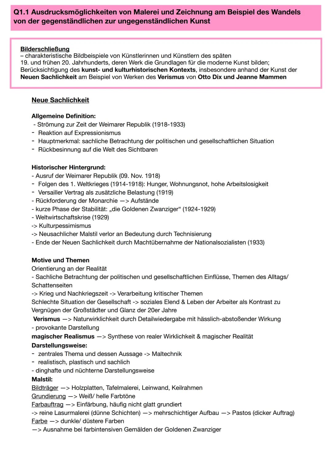 # Q1.1 Ausdrucksmöglichkeiten von Malerei und Zeichnung am Beispiel des Wandels
von der gegenständlichen zur ungegenständlichen Kunst

Bilde
