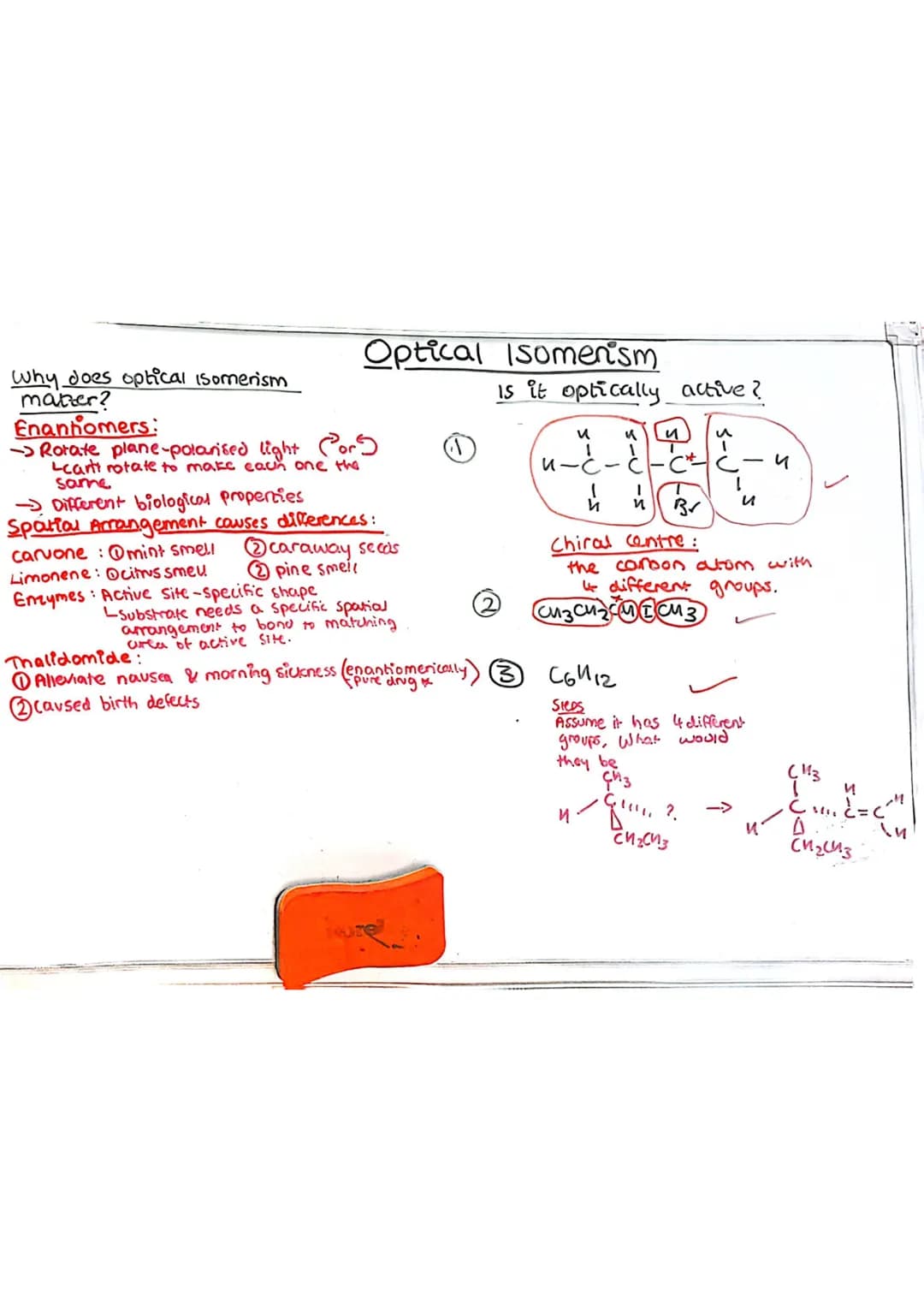 # Optical Isomerism

What are optical isomers/Grontiemers

-Non-superimposable minor images.

-4 courbon atoms must have

4 alfferent groups