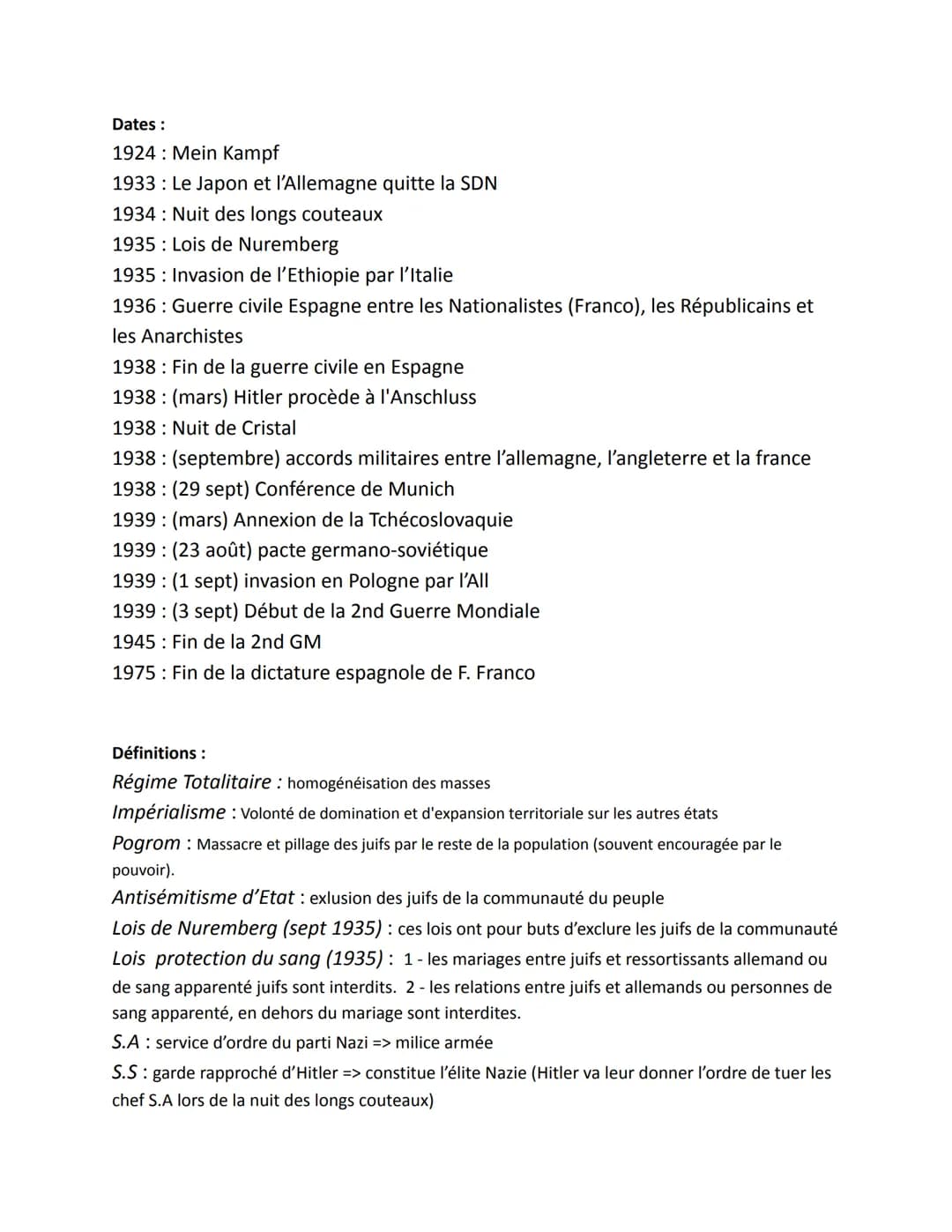 Introduction:
Régime Totalitaire = Homogénéisation des masses
Voir: Dates + Définitions

I - correction tableau

PPO: 1937-1938: La Grande T