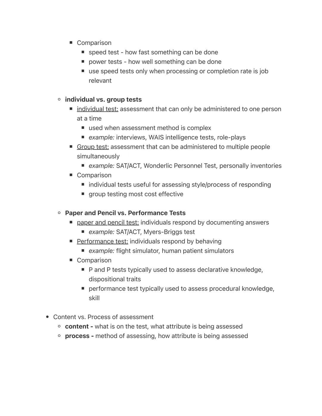 # Testing and Assessment

I. Foundations of Assessment

• Assessment: systematic procedure for measuring a construct and describing it
with 