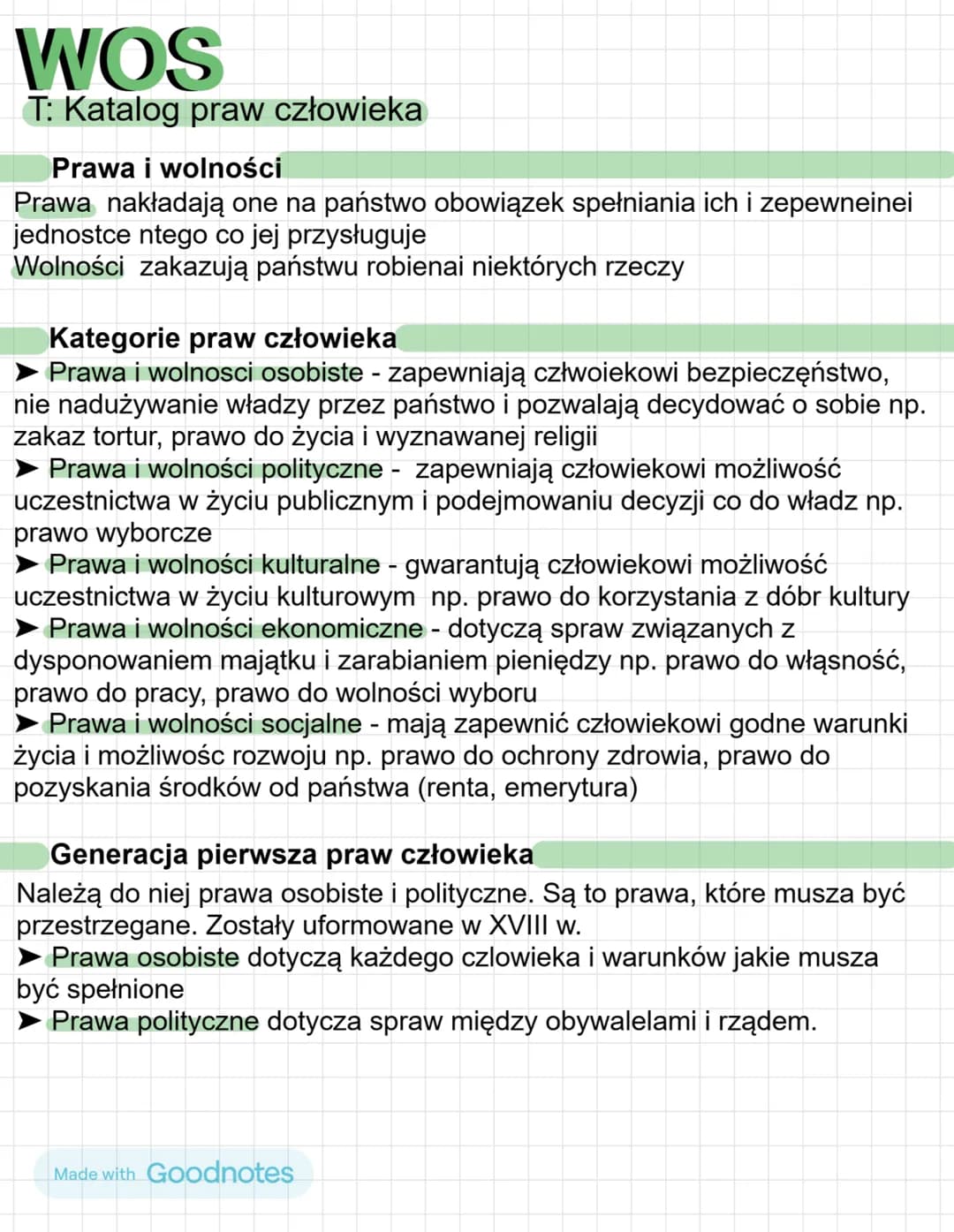 # WOS

T: Katalog praw człowieka

Prawa i wolności

Prawa nakładają one na państwo obowiązek spełniania ich i zepewneinei
jednostce ntego co