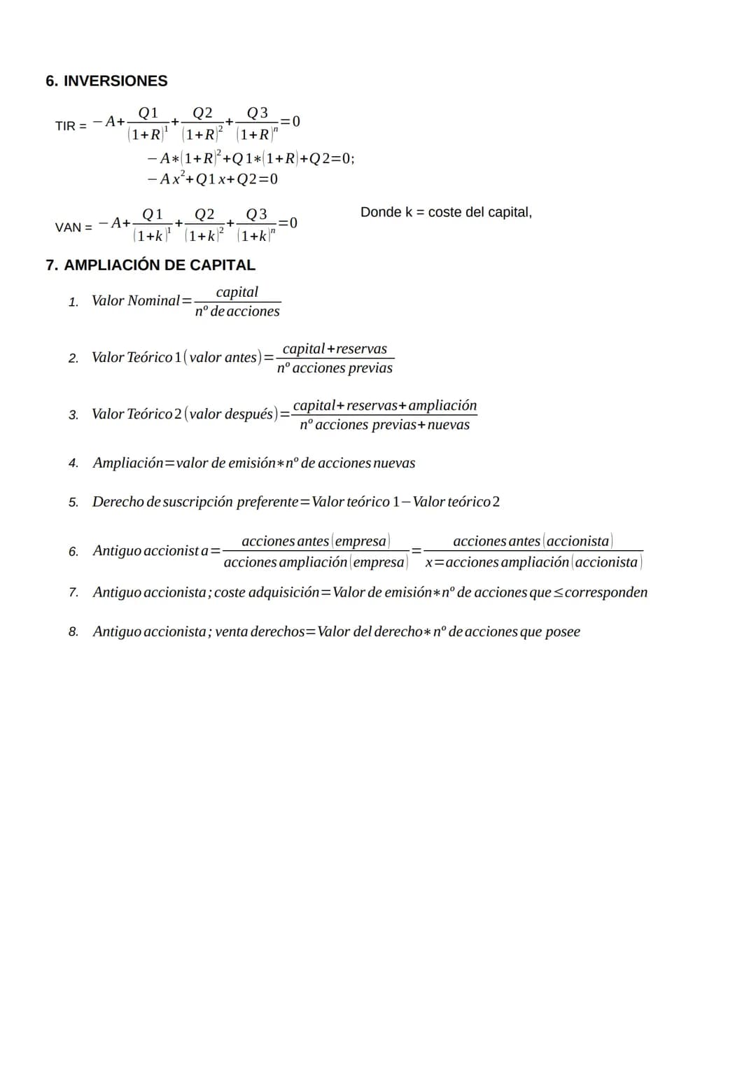 # FORMULAS DE ECONOMÍA DE LA EMPRESA

1. PRODUCTIVIDAD

Productividad Simple=
$\\frac{Cantidad total (uds)}{Un factor empleado}$

Productivi