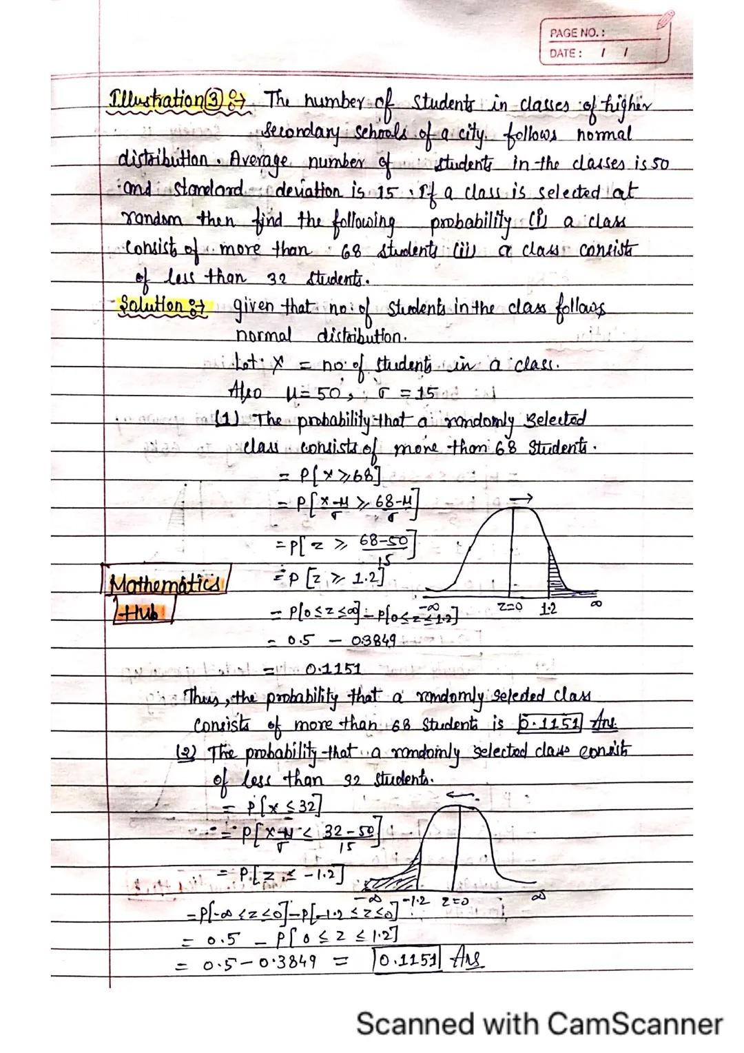 Chapter 3 Normal Distribution
PAGE NO.:
PATE: / 1

Probability Density Function If a random variable
can assume any value
between the defini