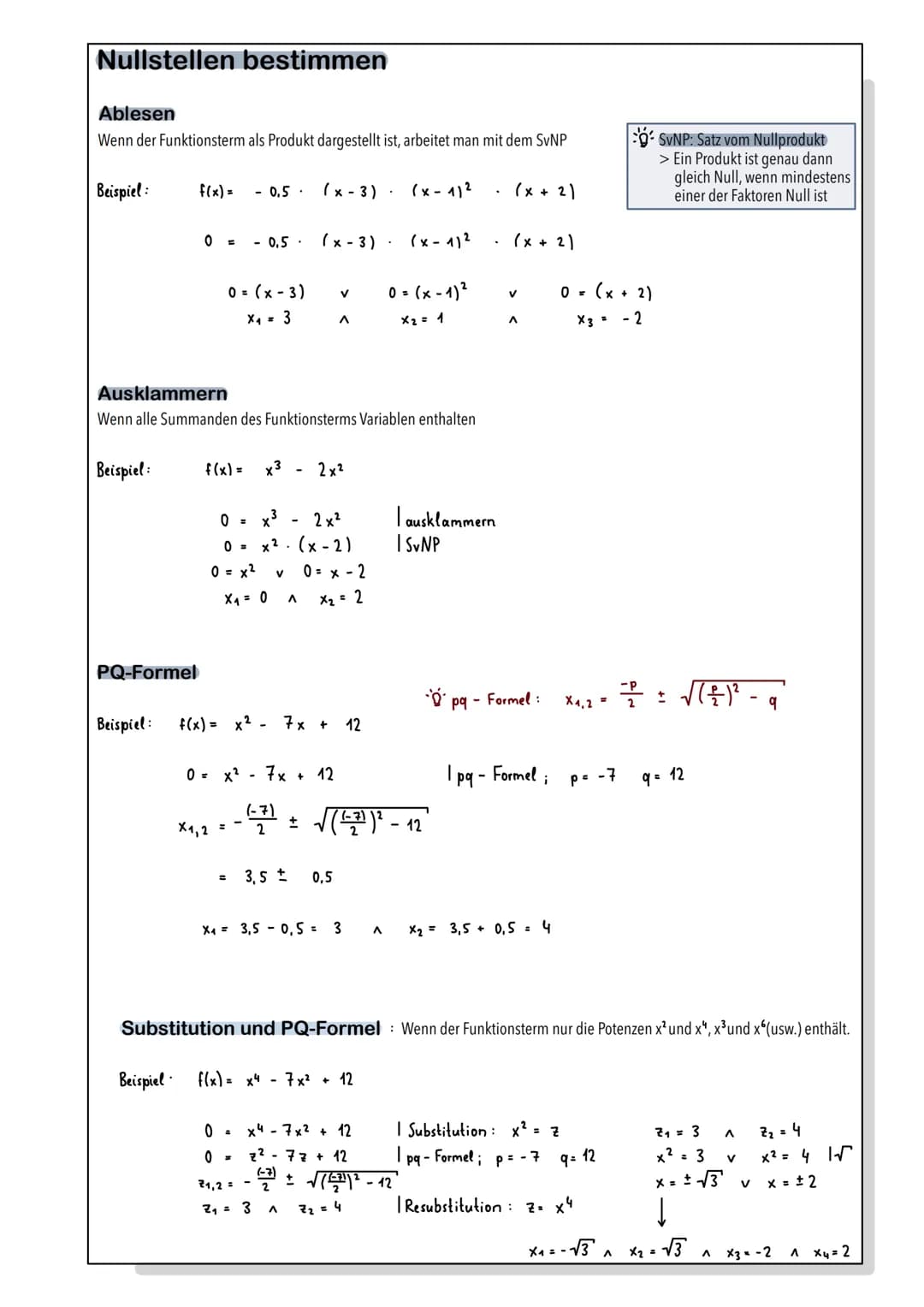 Mathematik Lernzettel - Abitur

Analysis

Geometrie (Vektoren)

Stochastik

# Analysis

## Ganzrationale Funktionen

Grad 1

Grad 2

Grad 3
