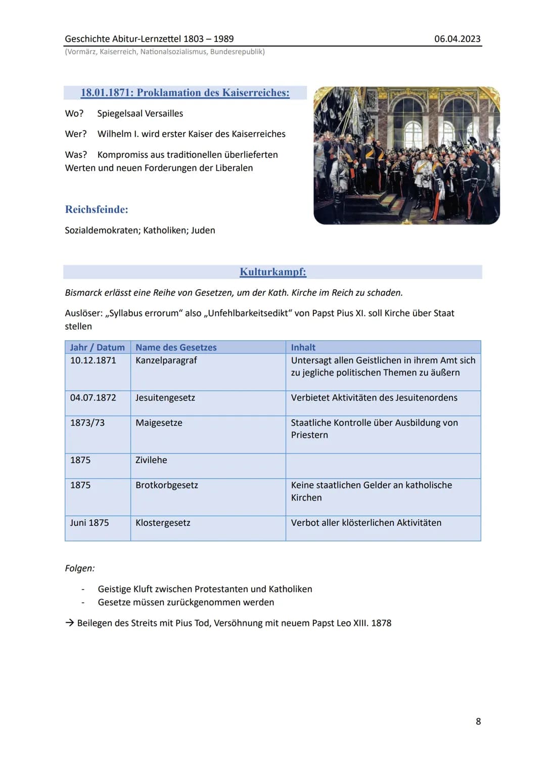 Deutsche Geschichte von Napoleon bis zur
Wiedervereinigung

Geschichte LK, Abitur Lernzettel

Abitur 2023, Nordrhein-Westfalen Geschichte Ab