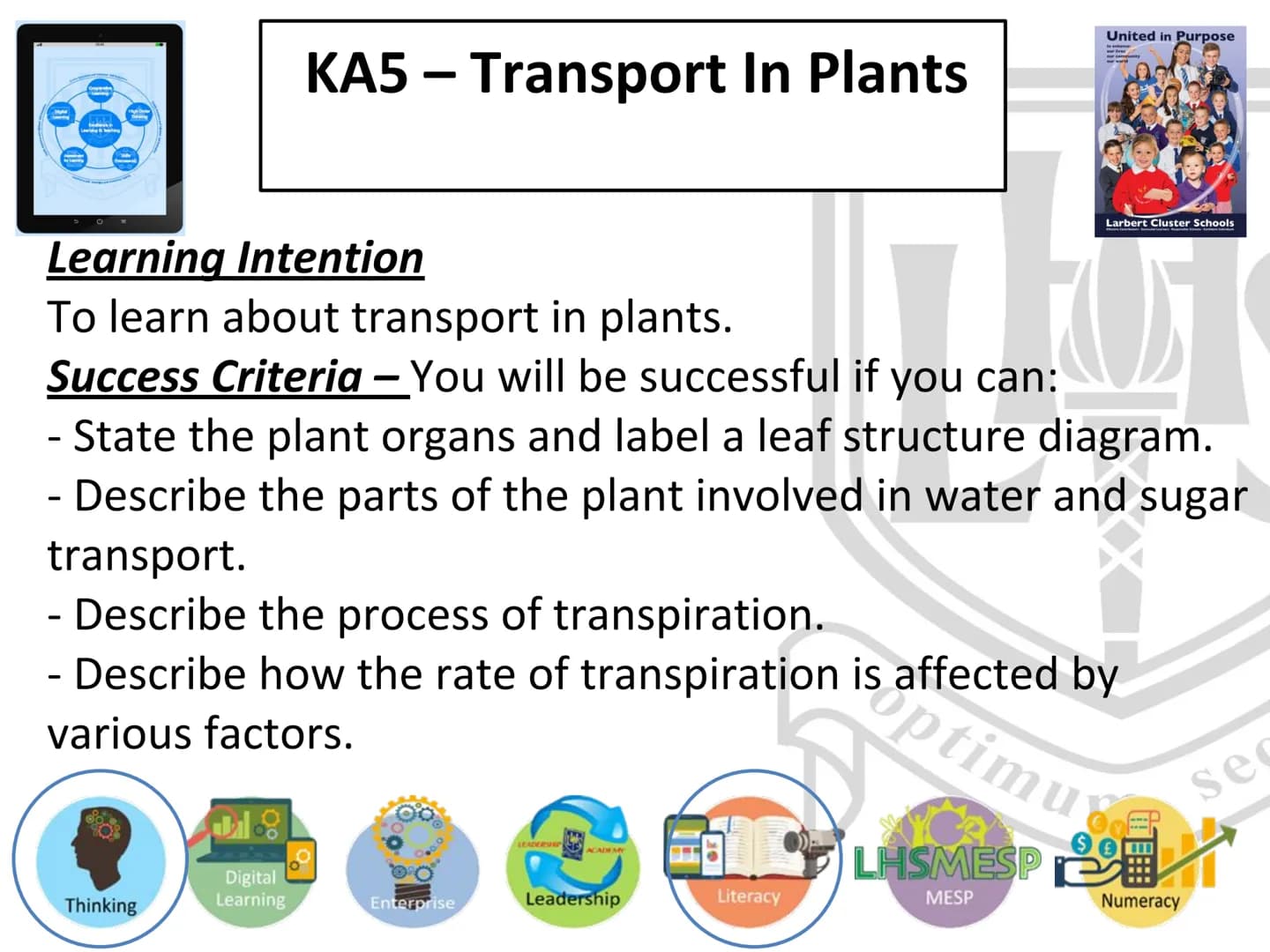 # N5 Unit 2 KA5

# Transport In Plants # N5 biology course

1. Cell Biology
2. Multicellular Organisms
3. Life on Earth Unit 2 – Multicellul