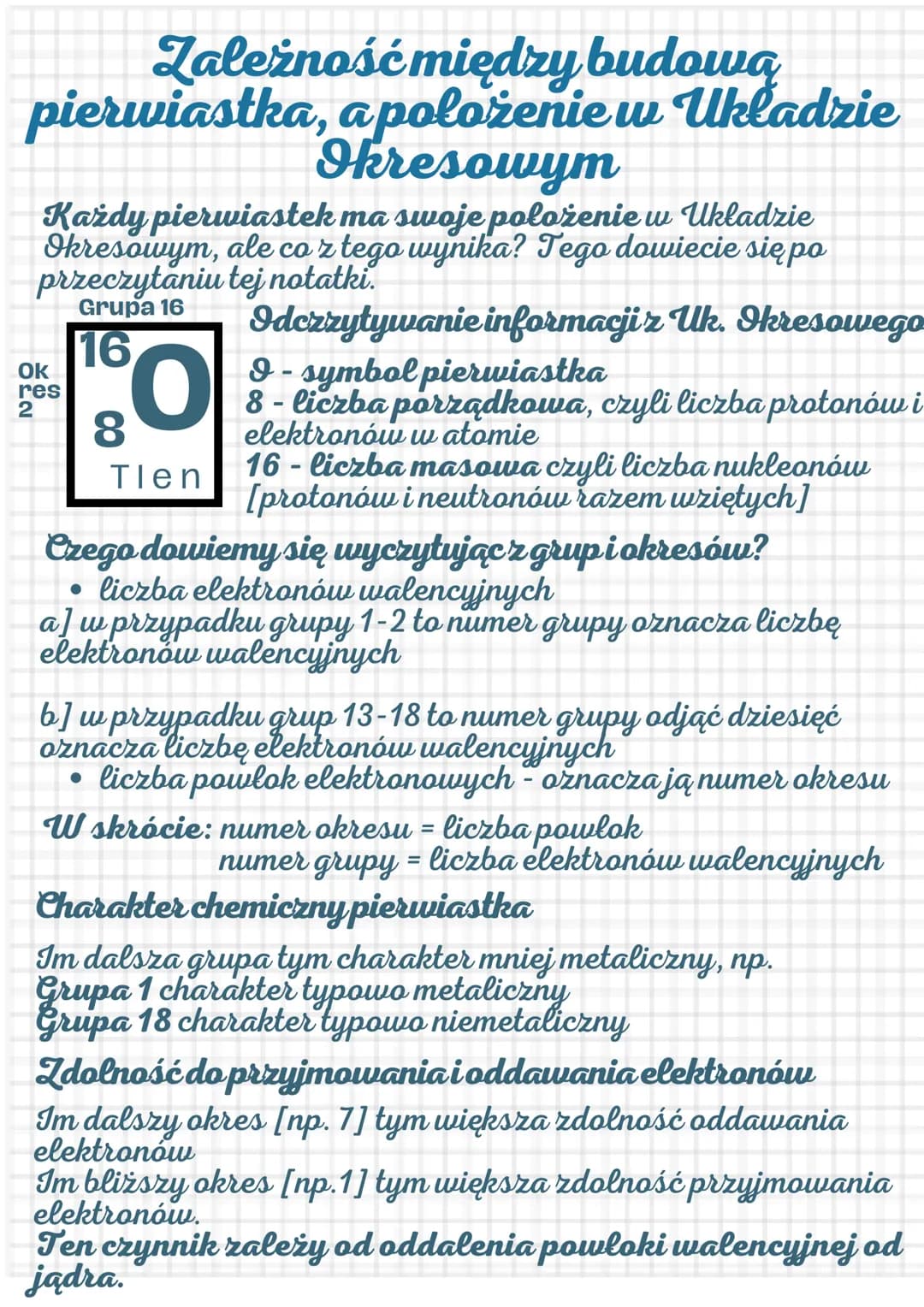 # Zależność między budową
pierwiastka, apolożenie w Układzie
Okresowym

Każdy pierwiastek ma swoje položenie w Ukladzie
Okresowym, ale co z 