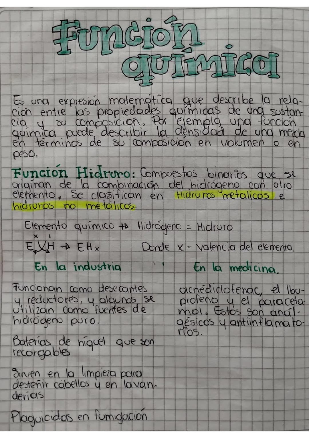 # Función
quimica

Es una expresión matemática que describe la rela-
ción entre las propiedades químicas de ung sustan-
cia y su composición
