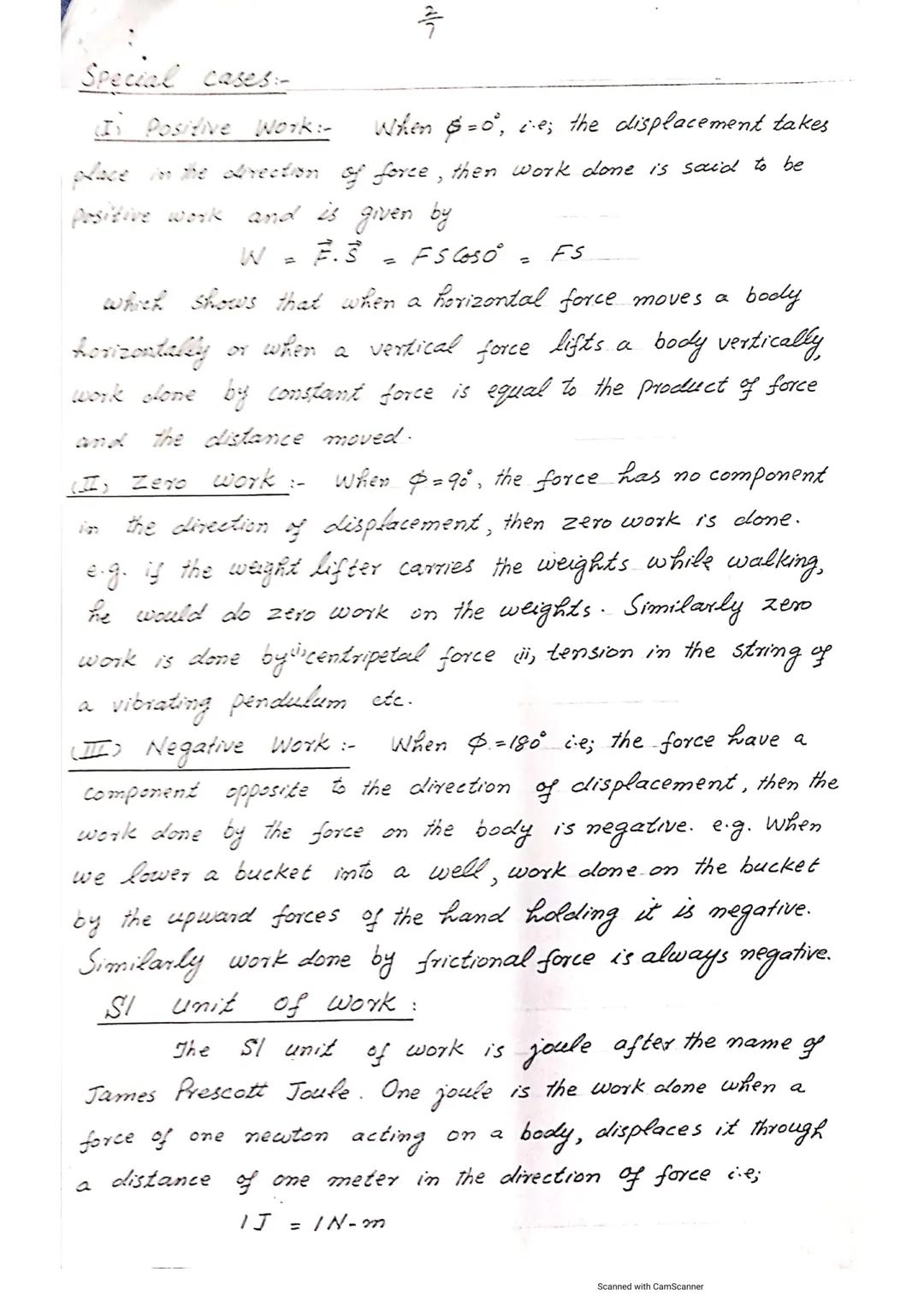 MECHANICS FOR B.Sc.
CHAPTER NO.7
WORK AND ENERGY

WORK DONE BY CONSTANT FORCE:-
When a constant force acts on the body and
it moves in the d