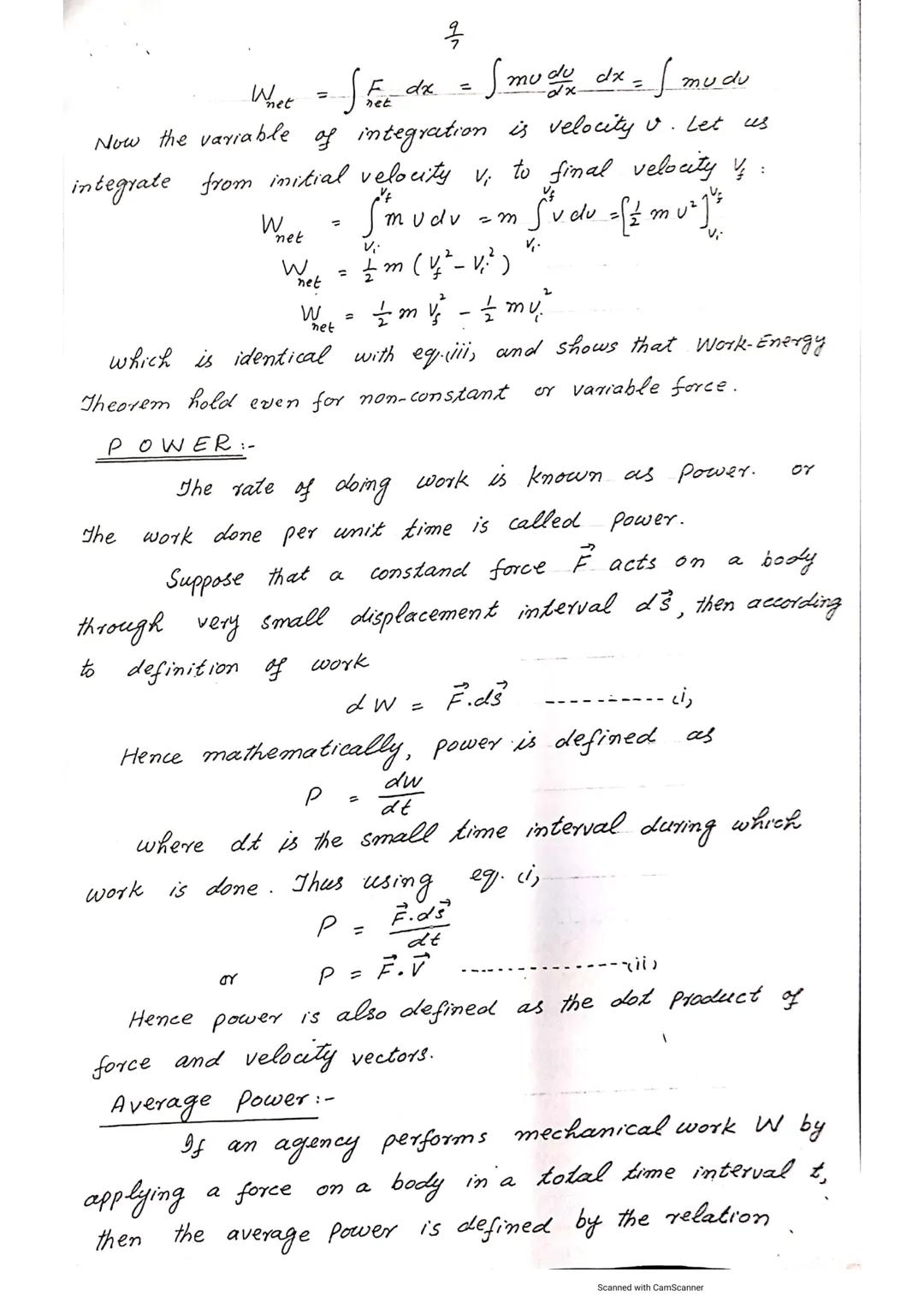 MECHANICS FOR B.Sc.
CHAPTER NO.7
WORK AND ENERGY

WORK DONE BY CONSTANT FORCE:-
When a constant force acts on the body and
it moves in the d