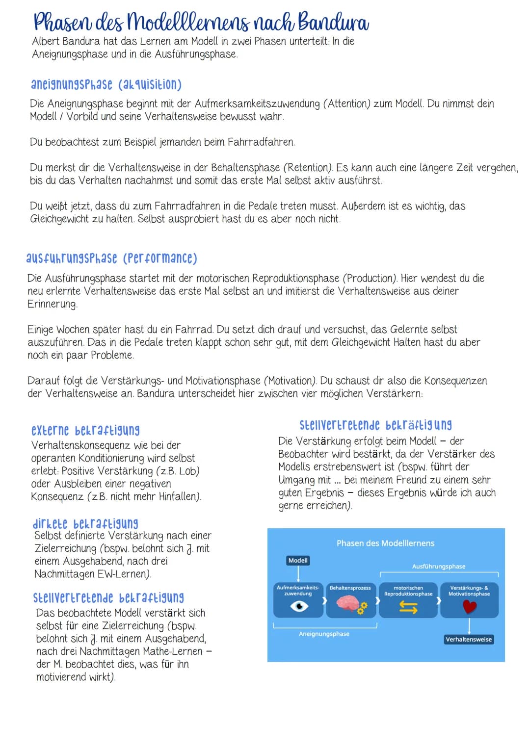 # Lernen am Modell

beim lernen am modell nimmt sich eine Person eine
andere Person zum Vorbild und ahmt ihr verhalten nach.

Das Lernen am 