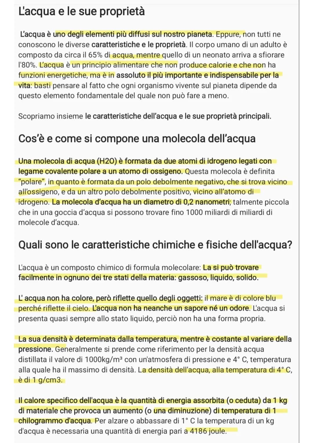 # L'acqua e le sue proprietà

L'acqua è uno degli elementi più diffusi sul nostro pianeta. Eppure, non tutti ne
conoscono le diverse caratte