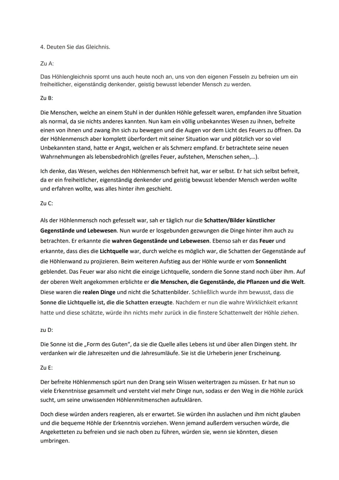 # M3 Platon: Das Höhlengleichnis

1. Lesen Sie den Text aufmerksam durch.

2. Fertigen Sie eine Skizze an, um den Versuchsaufbau dieses Geda
