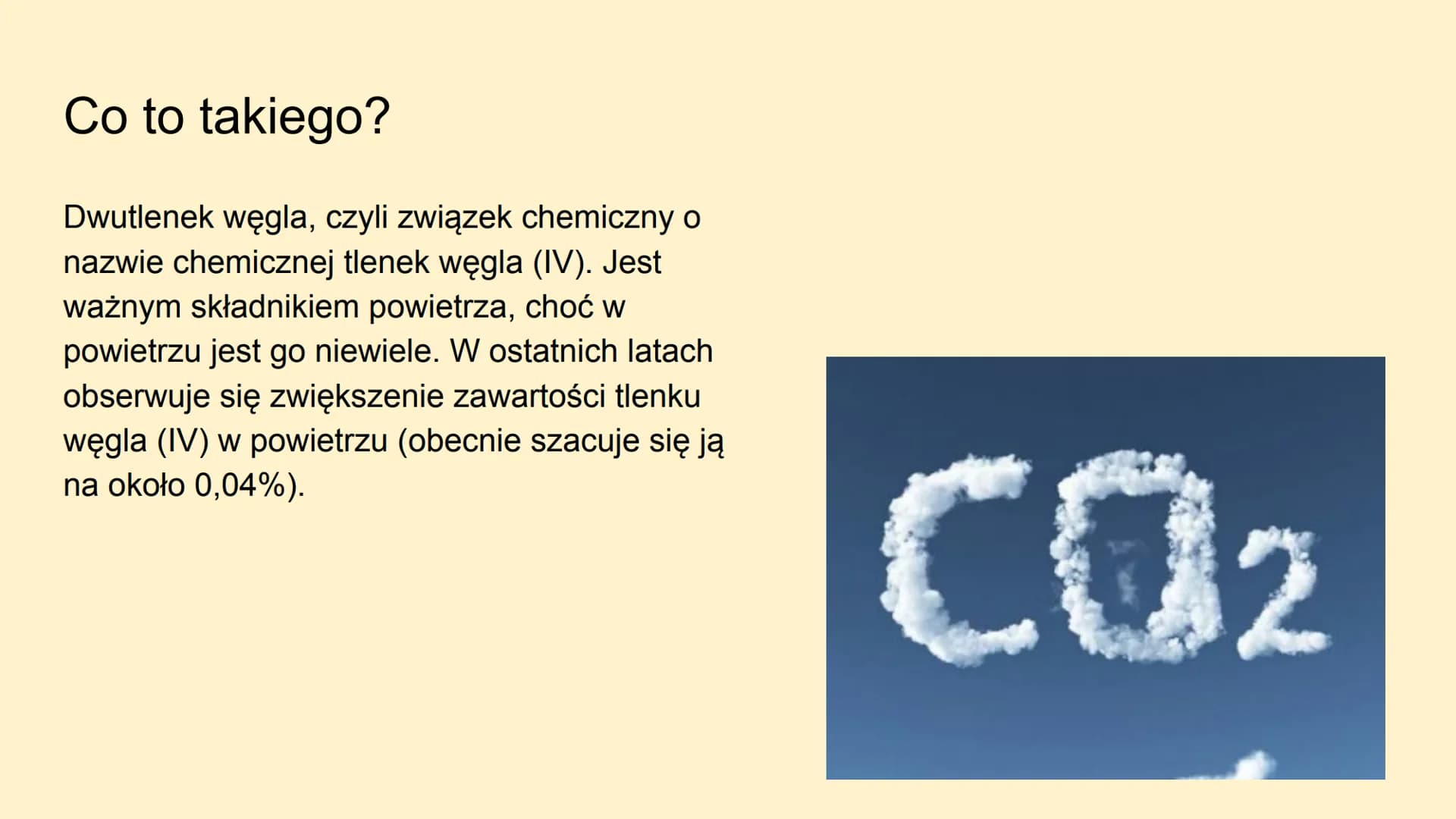 # Tlenek węgla (IV)

Inaczej dwutlenek węgla (CO2) Co to takiego?

Dwutlenek węgla, czyli związek chemiczny o
nazwie chemicznej tlenek węgla