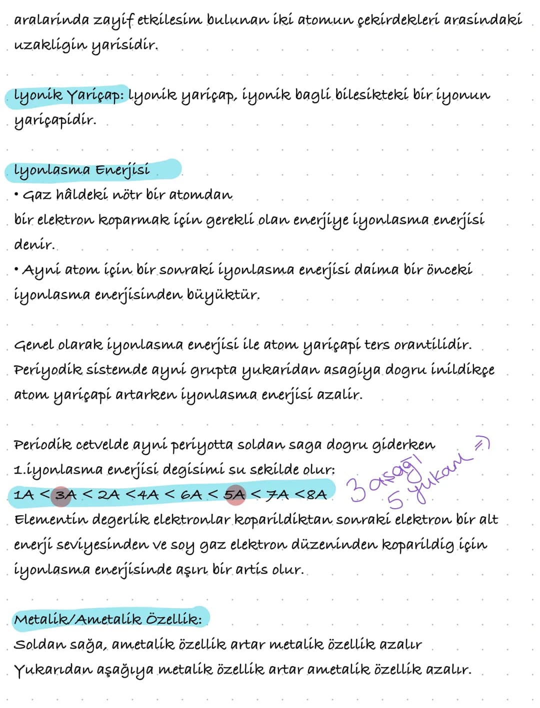 # Periyodik Özellikler
Periyodik Özelliklerdeki Degisim Egilimleri

1) Atom Yarıçapi: Atom yarıçapi, bagli iki atom
çekirdegi arasındaki mes