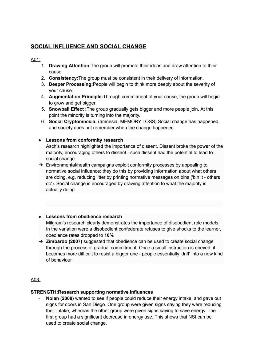 # CONFORMITY: TYPES AND EXPLANATIONS

## A01:
- Internalisation: genuinely accepts group norms resulting in private and public change
- Iden
