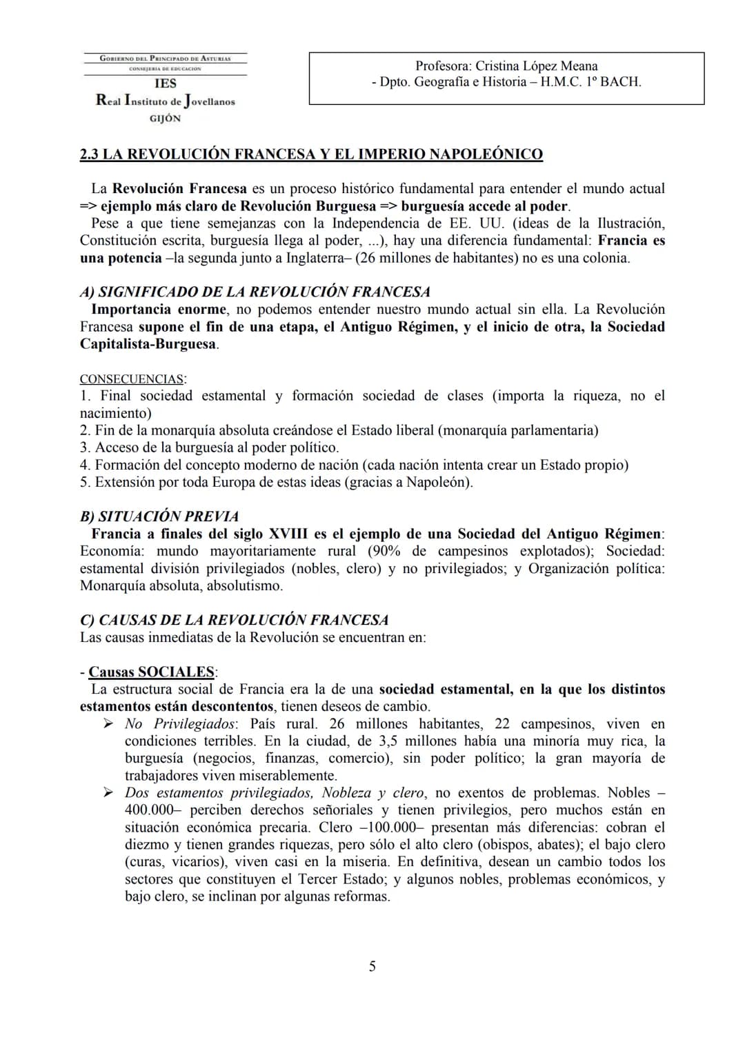 GOBIERNO DEL PRINCIPADO DE ASTURIAS

IES
Real Instituto de Jovellanos
GIJÓN

Profesora: Cristina López Meana
- Dpto. Geografia e Historia - 