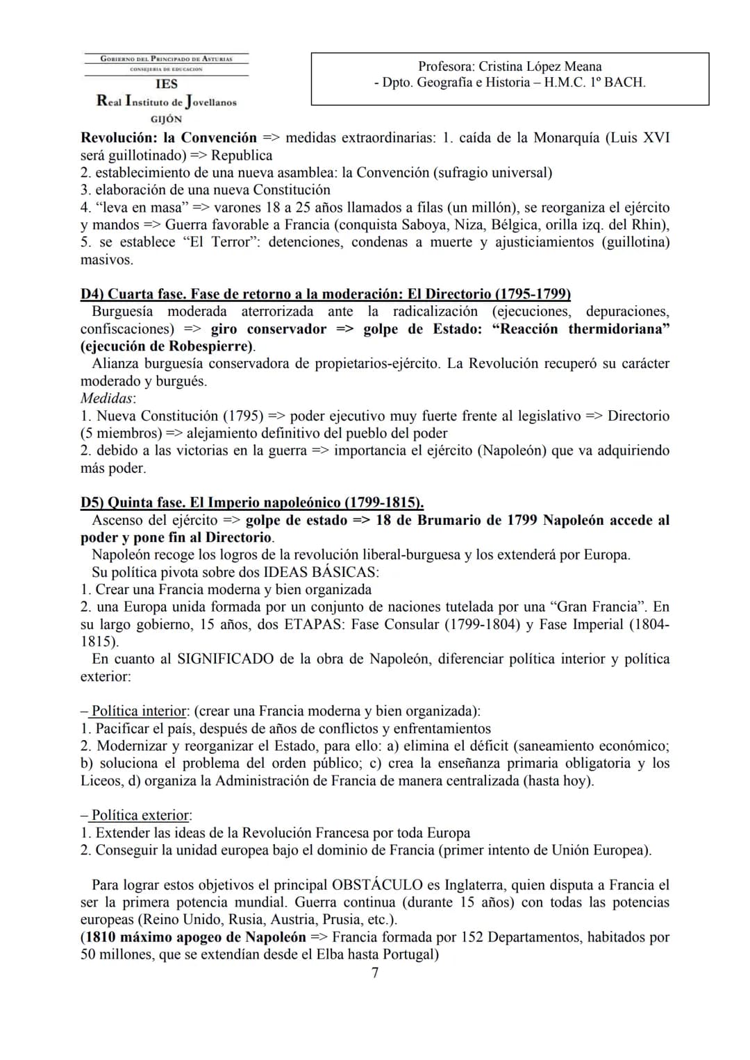 GOBIERNO DEL PRINCIPADO DE ASTURIAS

IES
Real Instituto de Jovellanos
GIJÓN

Profesora: Cristina López Meana
- Dpto. Geografia e Historia - 