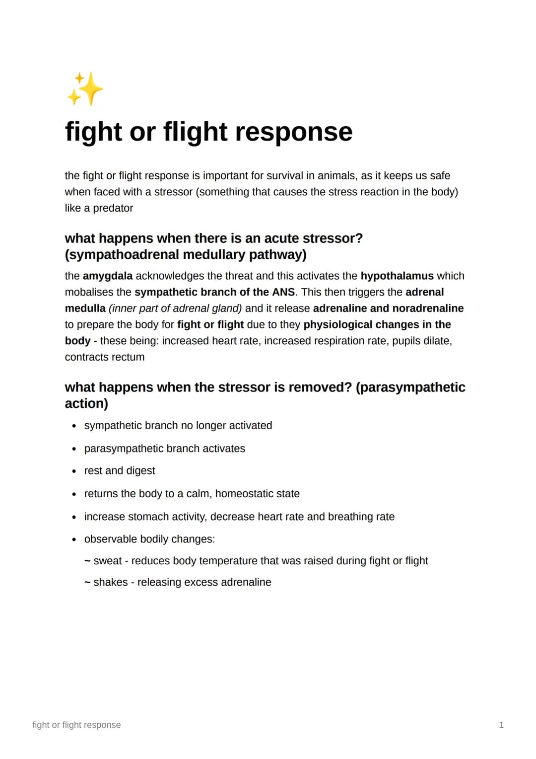 # fight or flight response

the fight or flight response is important for survival in animals, as it keeps us safe
when faced with a stresso