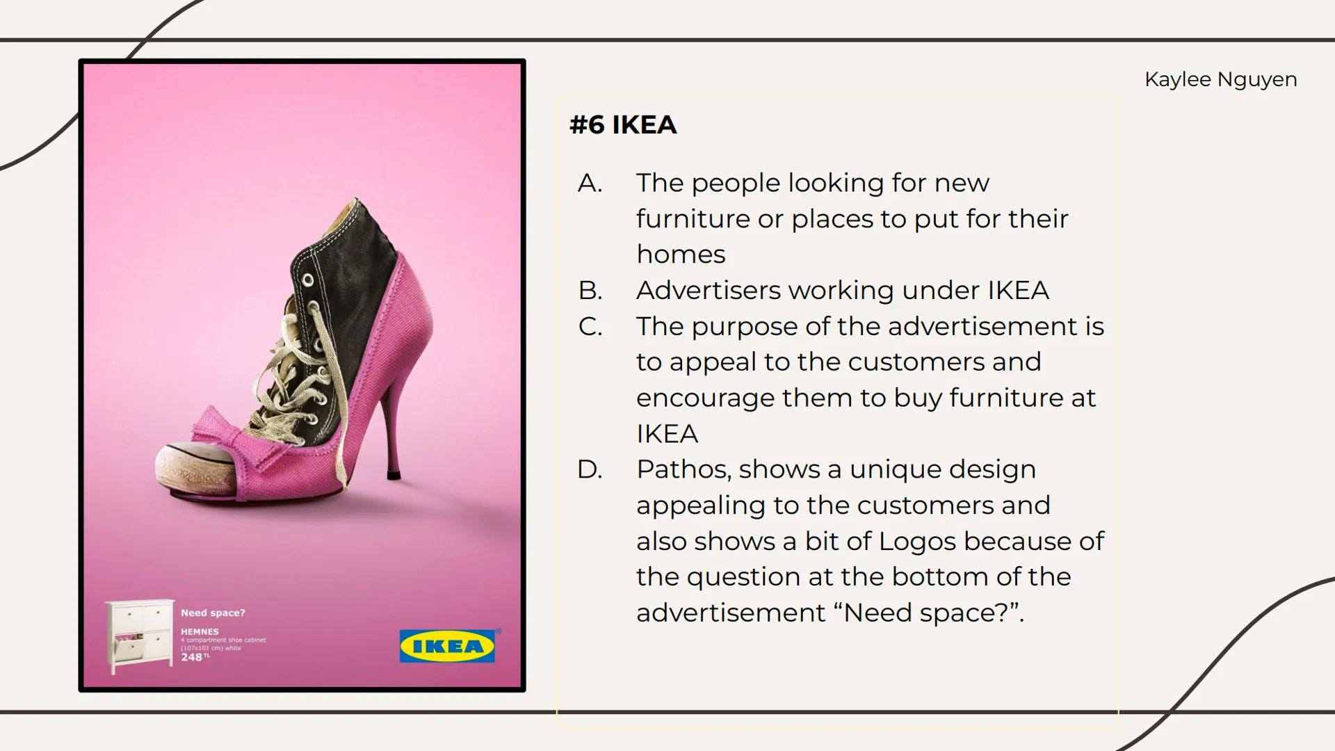Ethos, Pathos,
Logos Ads. #1: L'Oreal Lipstick
A. men all around the world along with
the women who feel like they have no
voice trying to g