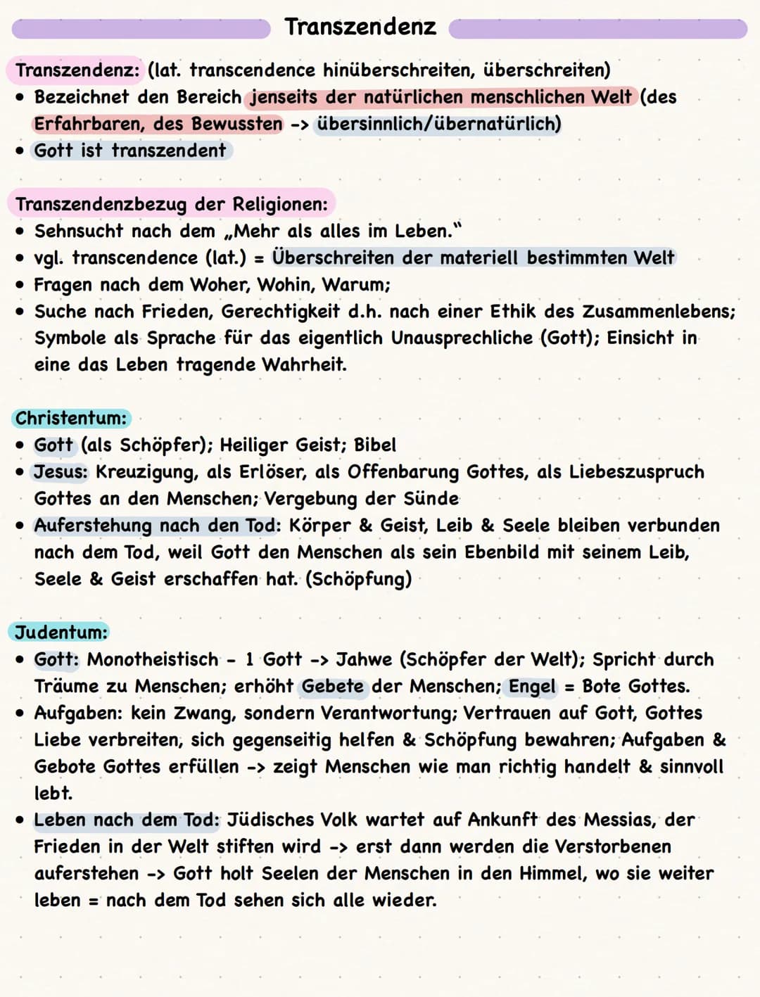 # Transzendenz

Transzendenz: (lat. transcendence hinüberschreiten, überschreiten)

*   Bezeichnet den Bereich jenseits der natürlichen mens