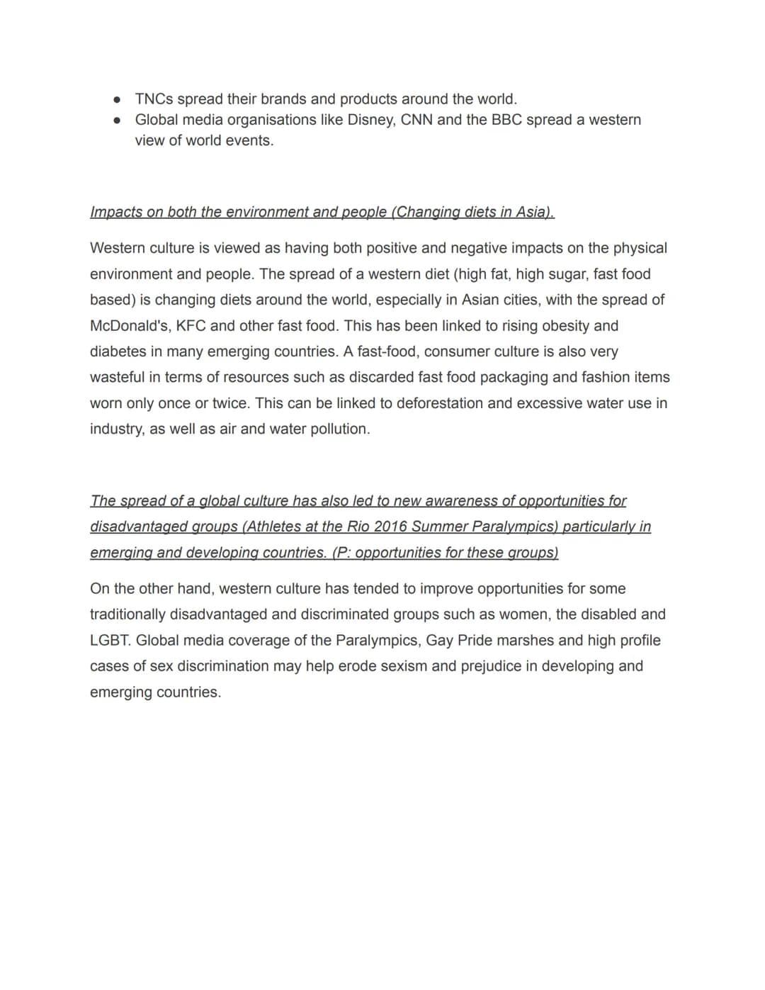3.6A Cultural Diffusion

Cultural diffusion occurs as a result of globalisation; TNCs, global media corporations
(P: role of TNCs), tourism 