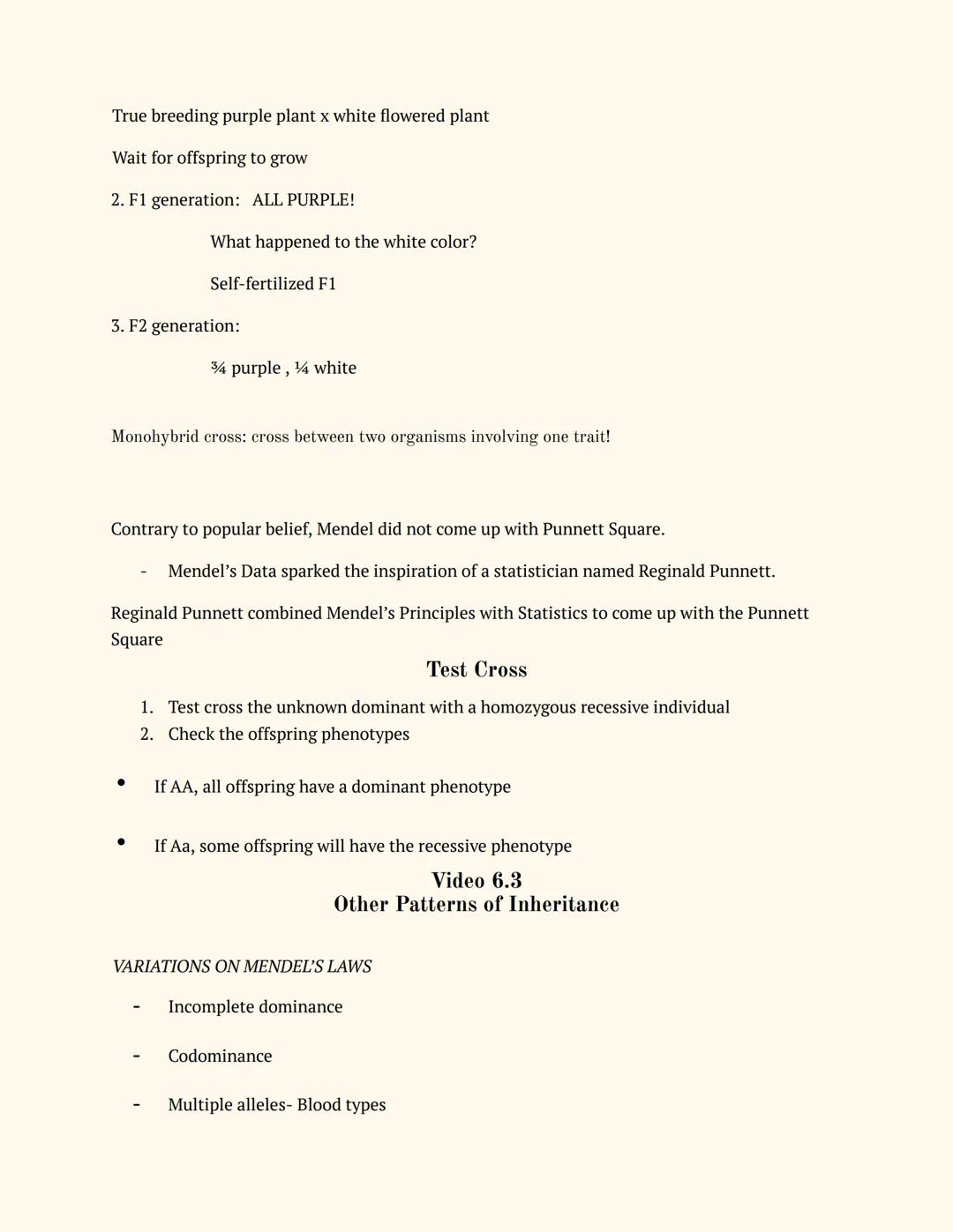 9TH GRADE
BIOLOGY Unit 6

Table of Contents

Video 6.1 Intro to Genetics
Gregor Mendel
"the father of Genetics"
Why Pea Plants?
3 Principles