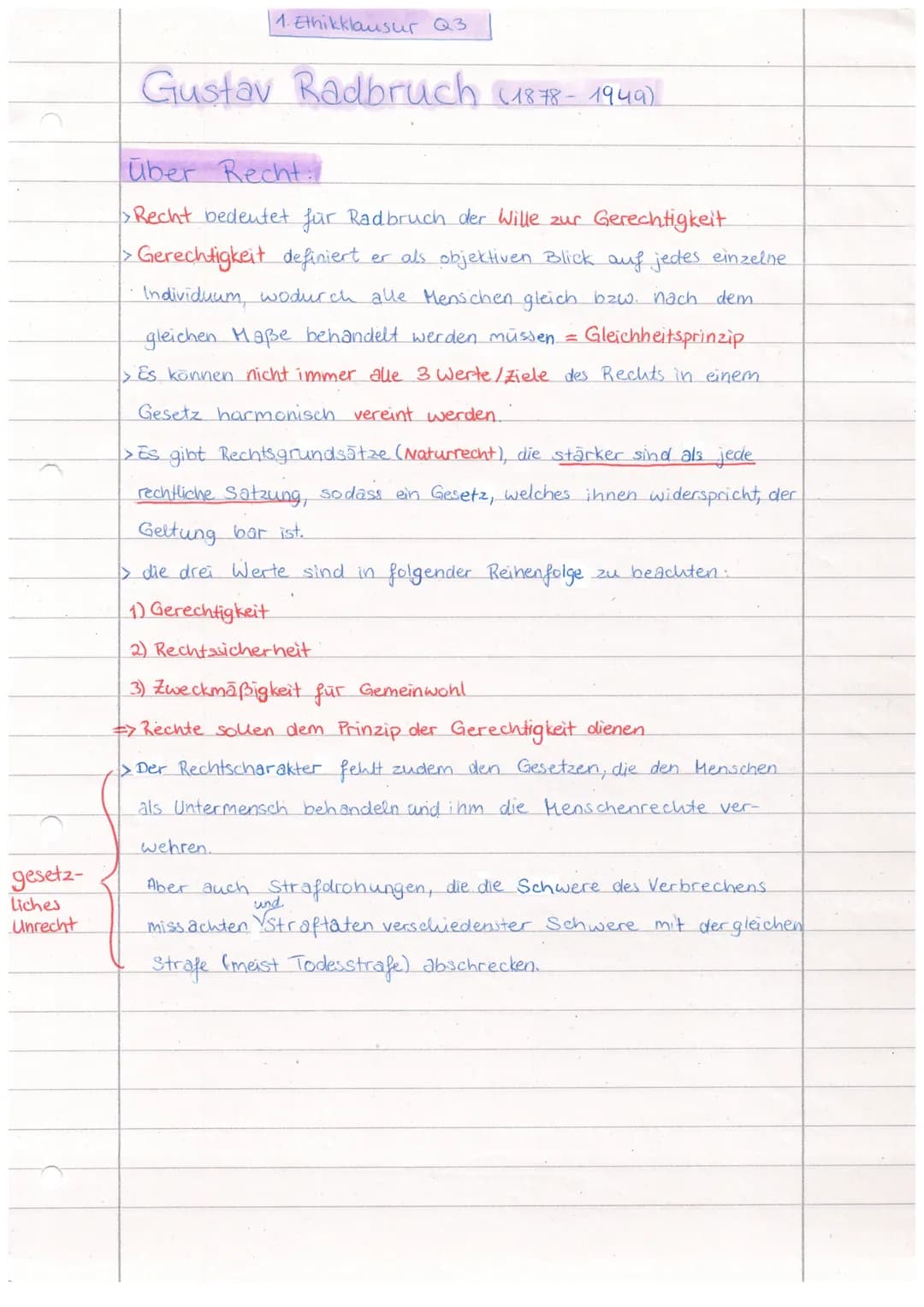 # 1. Ethikklausur Q 3

Chaim Perelmann: Gerechtigkeits kriterien.

1) Jedem das Gleiche

> vollkommen gerechte Wesen: Tod trifft alle hensch