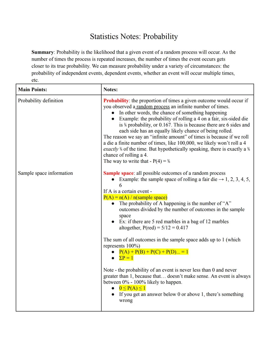 # Statistics Notes: Probability

Summary: Probability is the likelihood that a given event of a random process will occur. As the
number of 