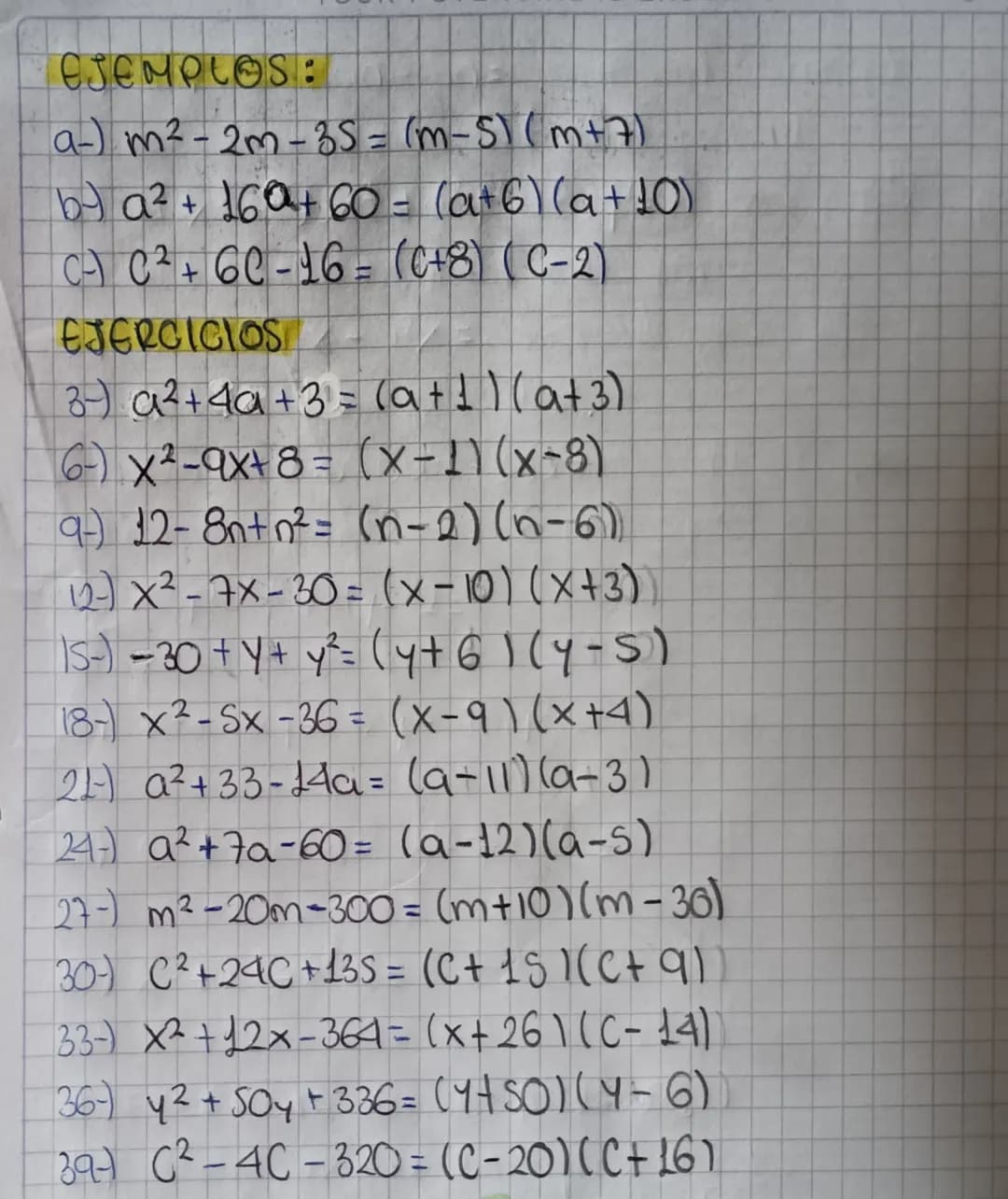 TRINOMIO FORMA x²+bx+c

Tiene las siguentes características:

Tienen un termino, positivo elevado al cuadrado y
con coeficiente 1.

Posee un