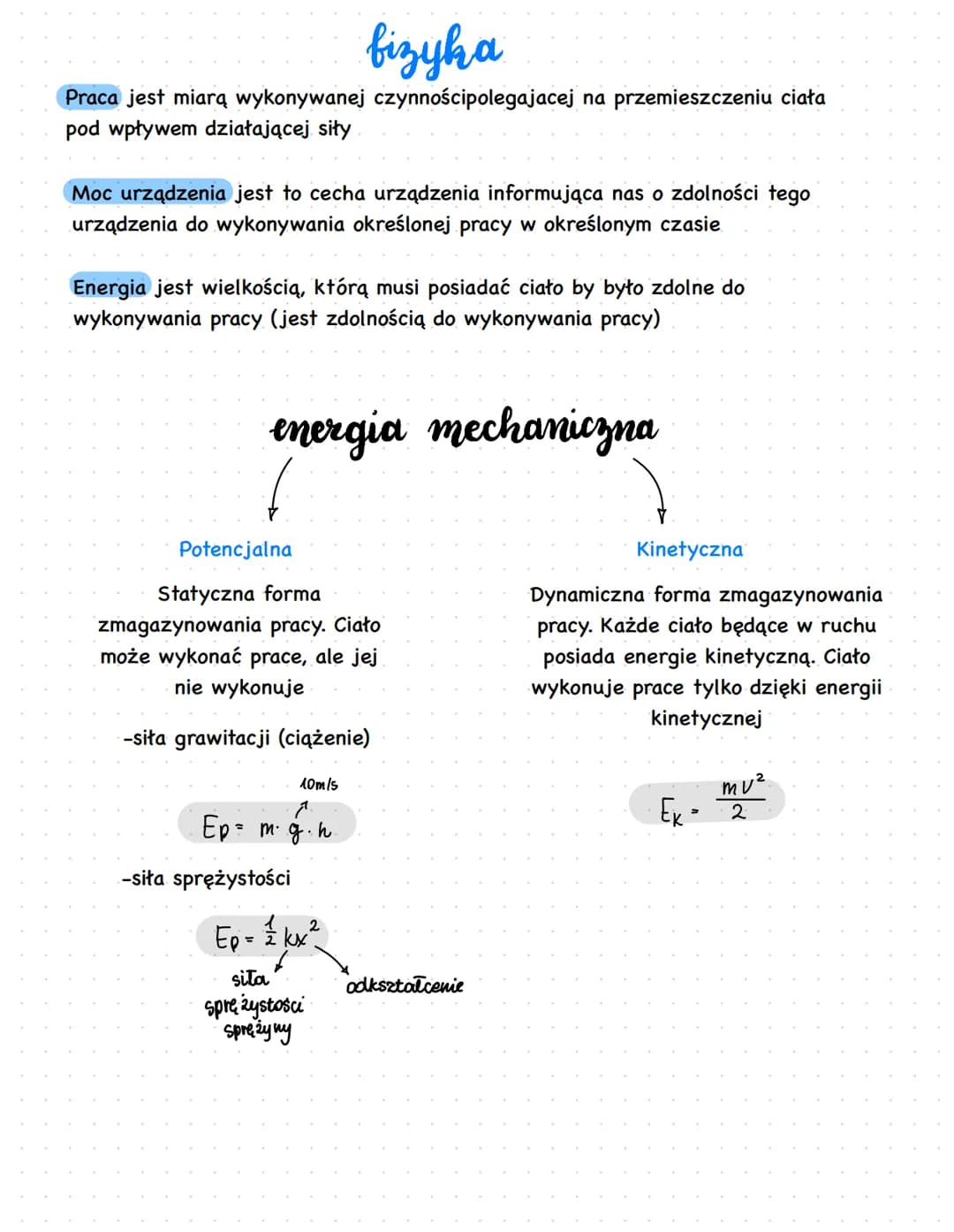  # fizyka

Praca jest miarą wykonywanej czynnościpolegajacej na przemieszczeniu ciała
pod wpływem działającej siły

Moc urządzenia jest to c