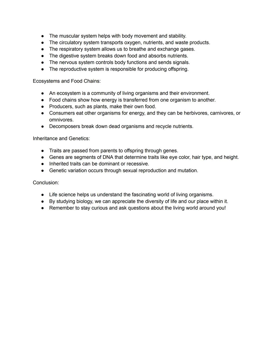 Title: Life Science - Middle School Notes (6th grade in Florida HMH curriculum)

Introduction to Life Science:

- Life science, also known a