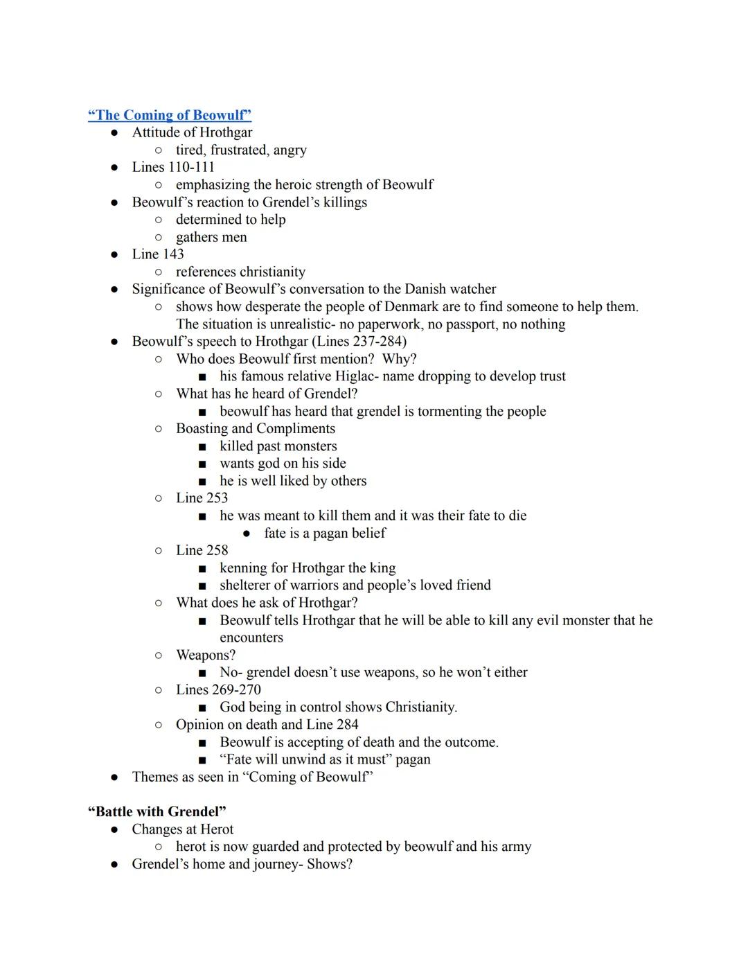 Beowulf's Bare Bones

"The Wrath of Grendel"

⚫ grendel brings death and destruction and destroys happiness
powerful and an ancient being
th
