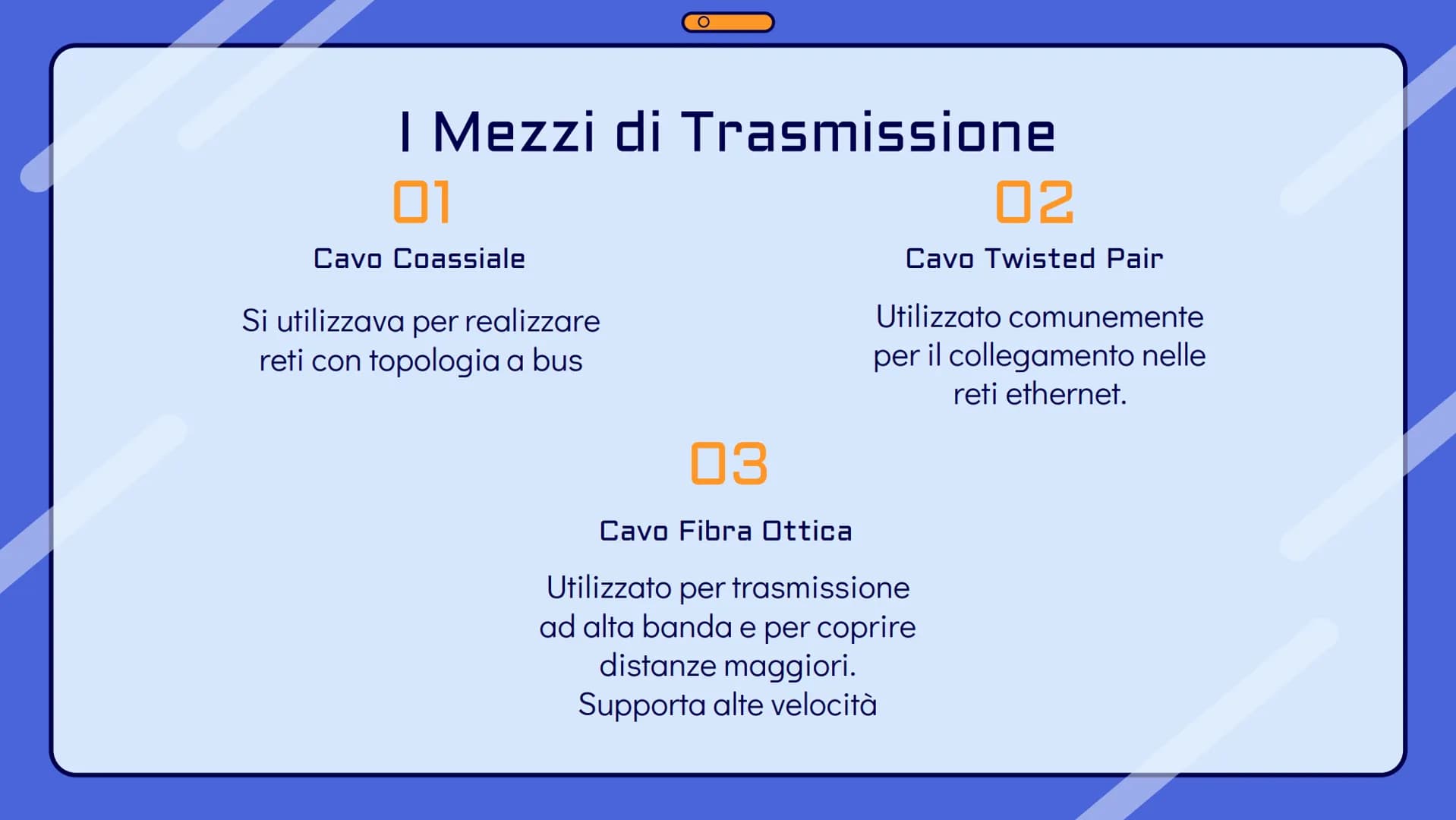 # Le reti
informatiche Che cos'è una rete?

Una rete informatica è un insieme di
computer connessi tra di loro per mezzo di
cavi o antenne c