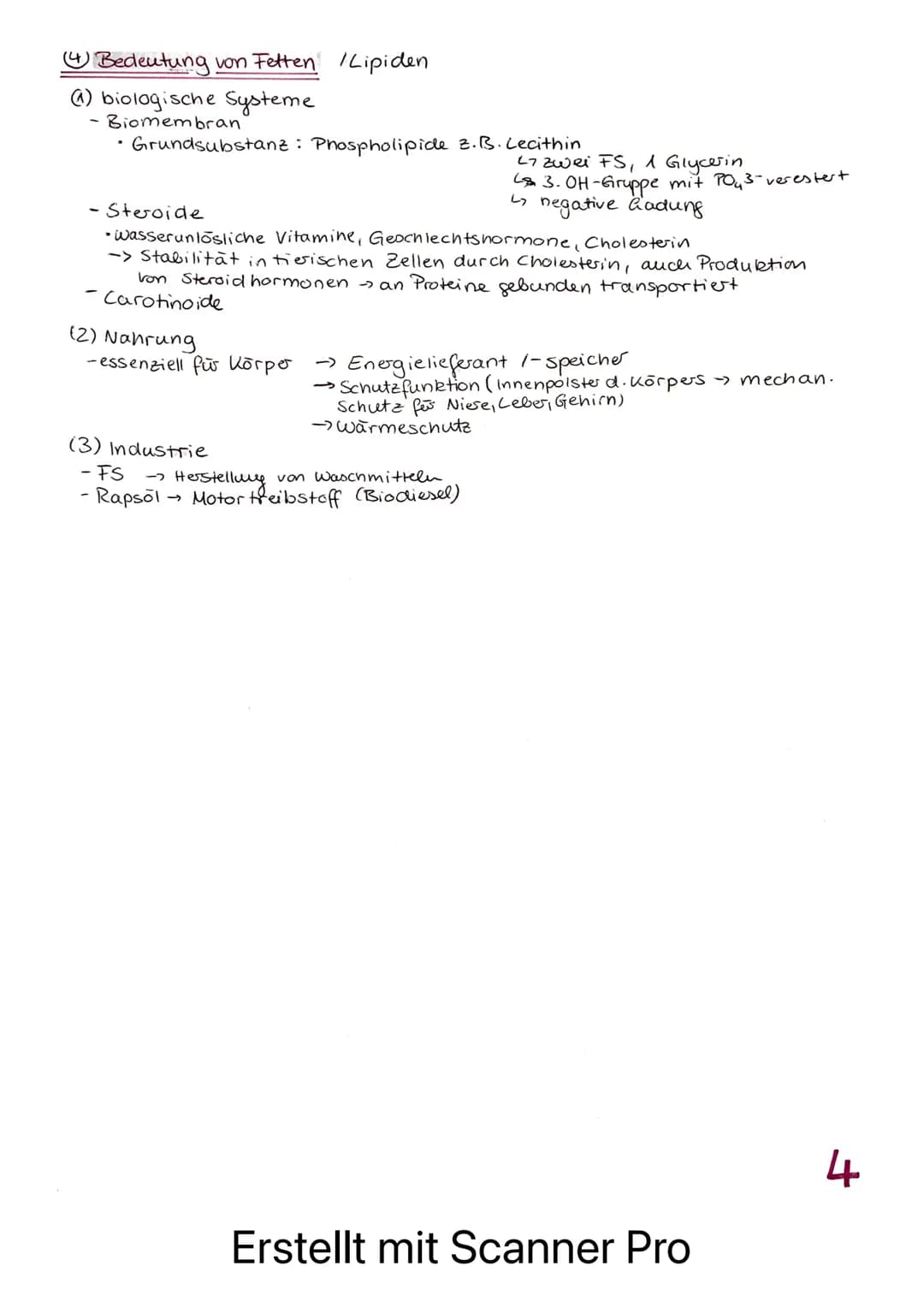 # Organische Chemie
Lernzettel Test. Fette

1 Allgemeines
- Makromolekül

Glycerin + 3 Fettsäuren Triglycerid
+ Wasser
A-C-O-H + CH3-(CH2)$_
