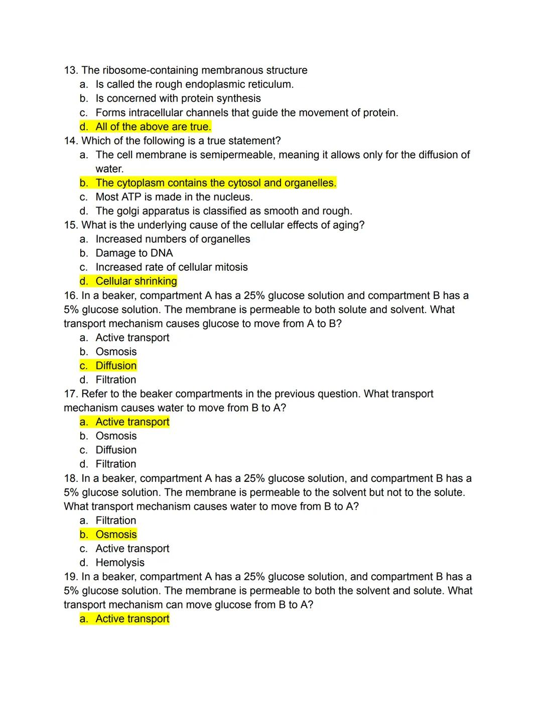 # PART 1: Mastering The Basics
Matching
Parts of a Typical Cell
Directions: Match the following terms to the most appropriate definition by 