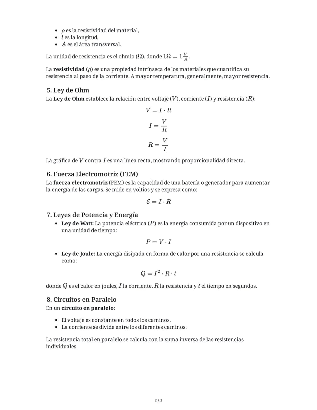 Resumen de Apuntes de Electricidad
1. Diferencia de Potencial y Voltaje
La diferencia de potencial o voltaje es la causa que permite el fluj