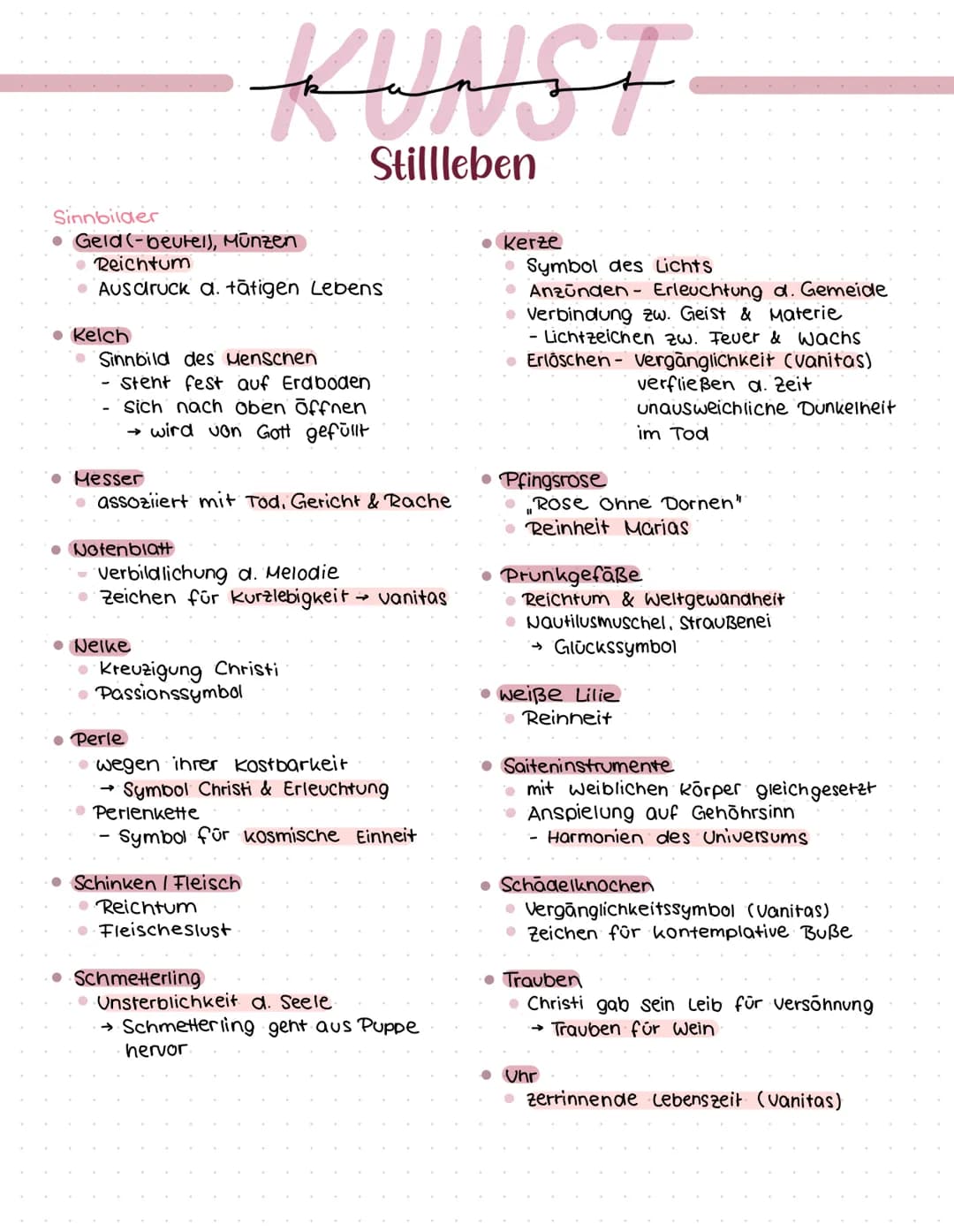 # KUNST

Stillleben

Welche Funktionen hat Kunst?

*   aesthetische Funktion

    religiós / symbolisch

*   politisch / militārisch

    re
